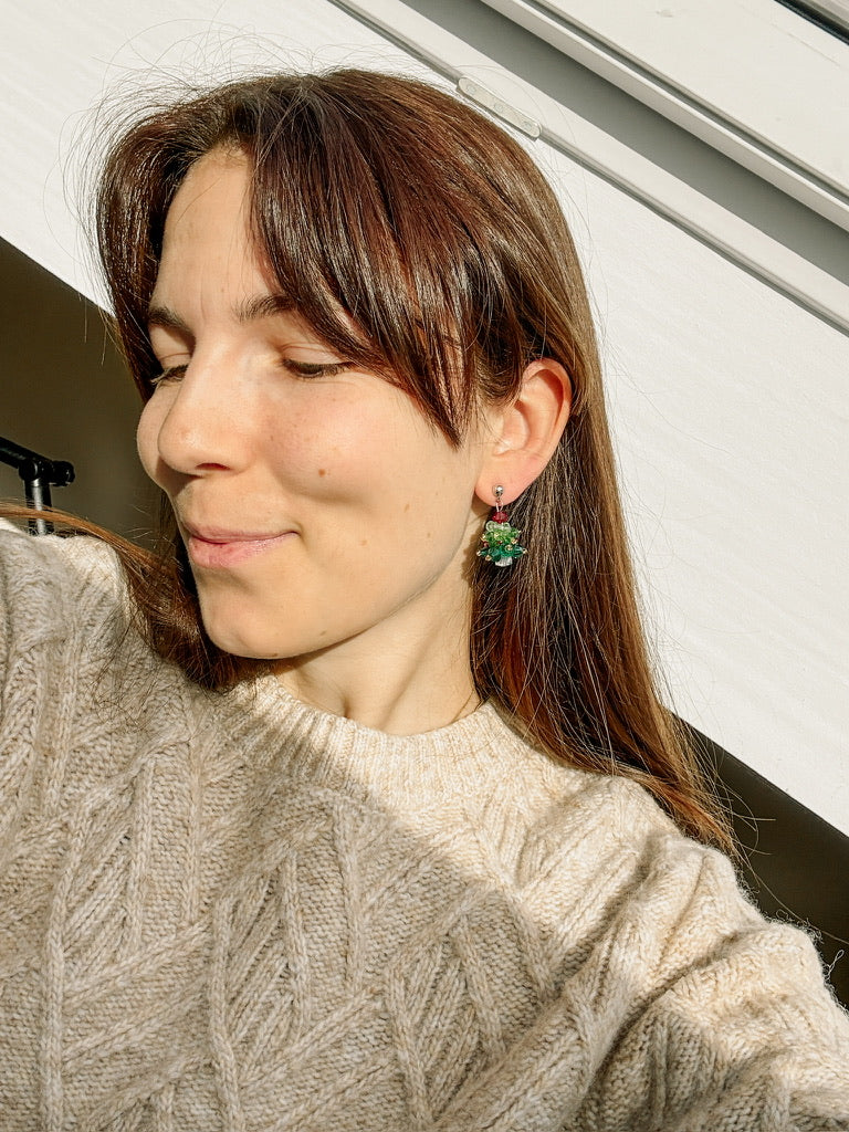 Lightweight Earrings | Beaded Christmas Trees