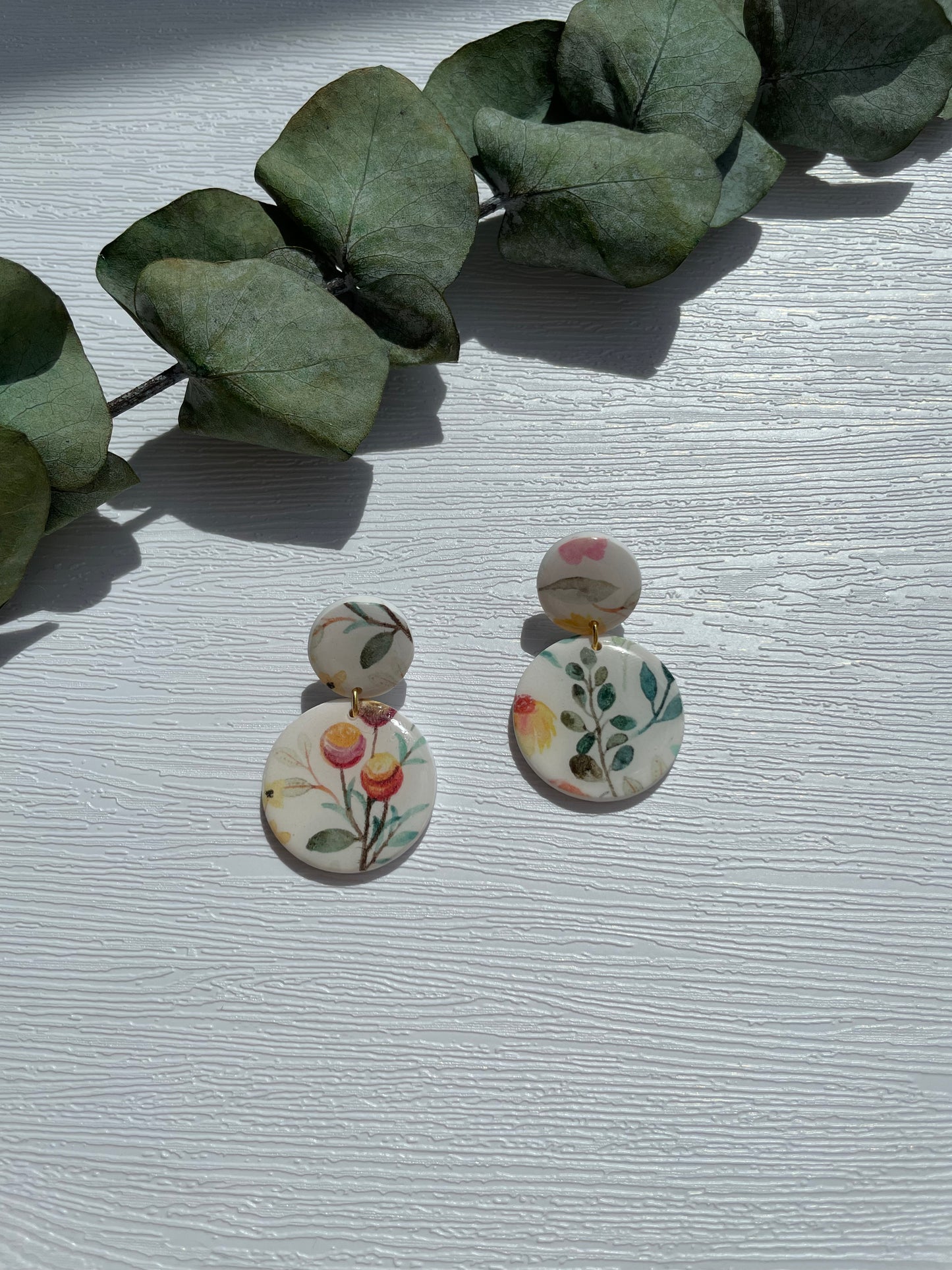 Polymerclay Earrings | Warm Flower Print