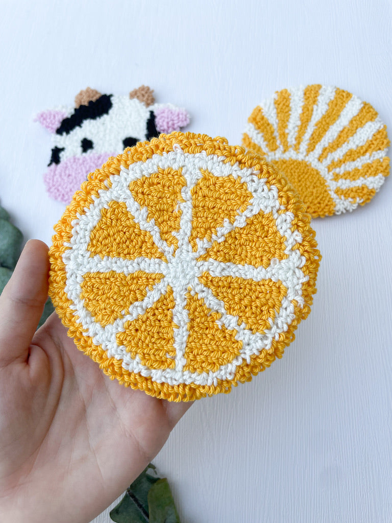 Mug Rug | Tassenteppich Kuh | Zitrone | Sonne