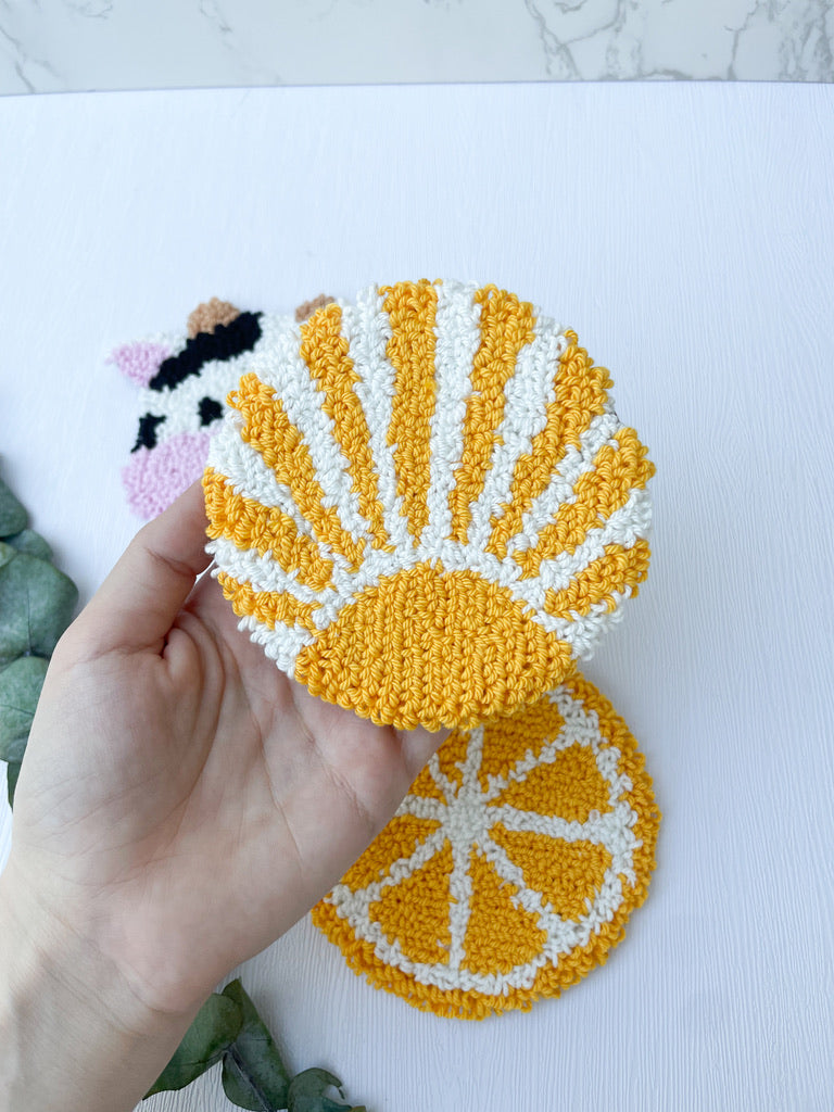Mug Rug | Tassenteppich Kuh | Zitrone | Sonne