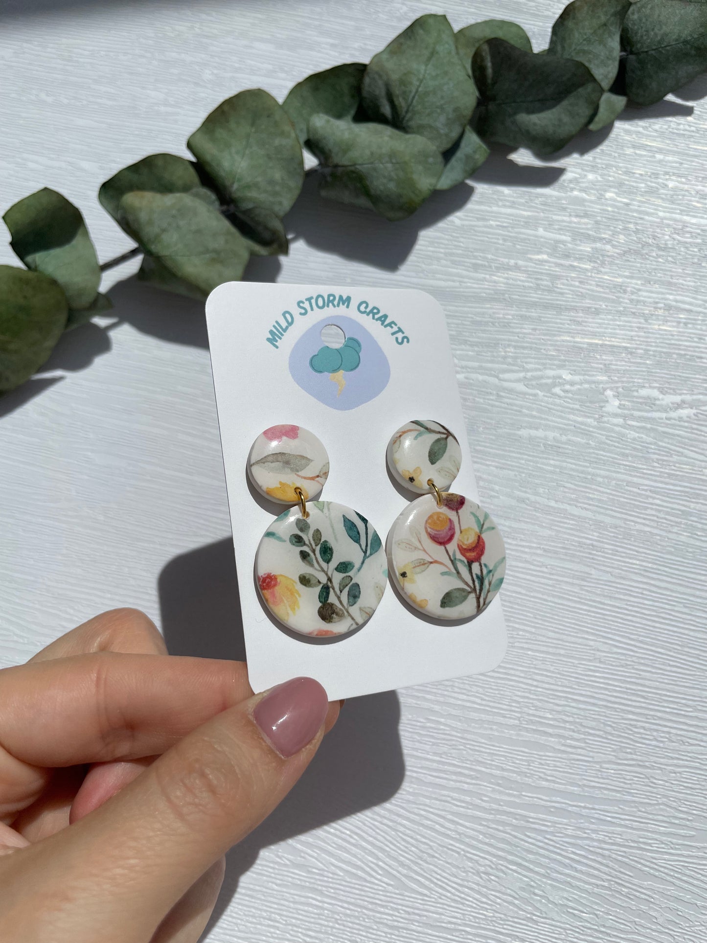 Polymerclay Earrings | Warm Flower Print