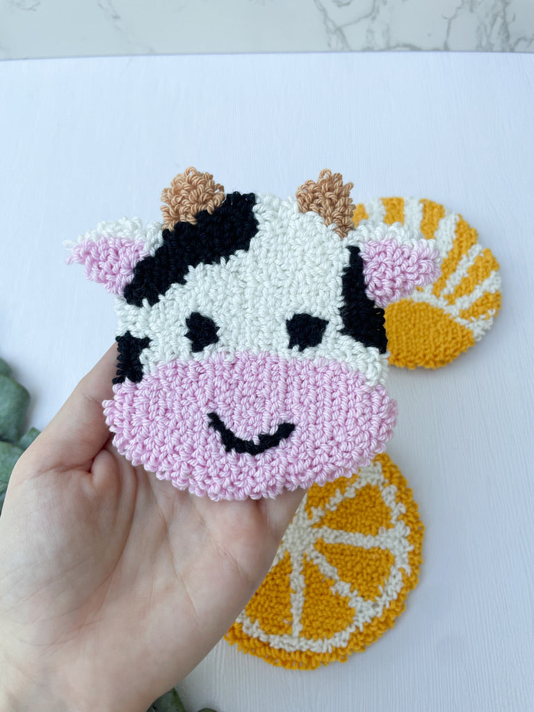 Mug Rug | Tassenteppich Kuh | Zitrone | Sonne