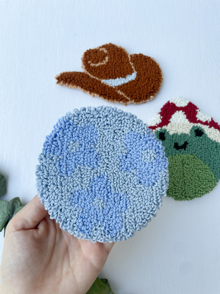 Mug Rug | Tassenteppich Cowboyhut | Frosch mit Pilzhut | Flowers