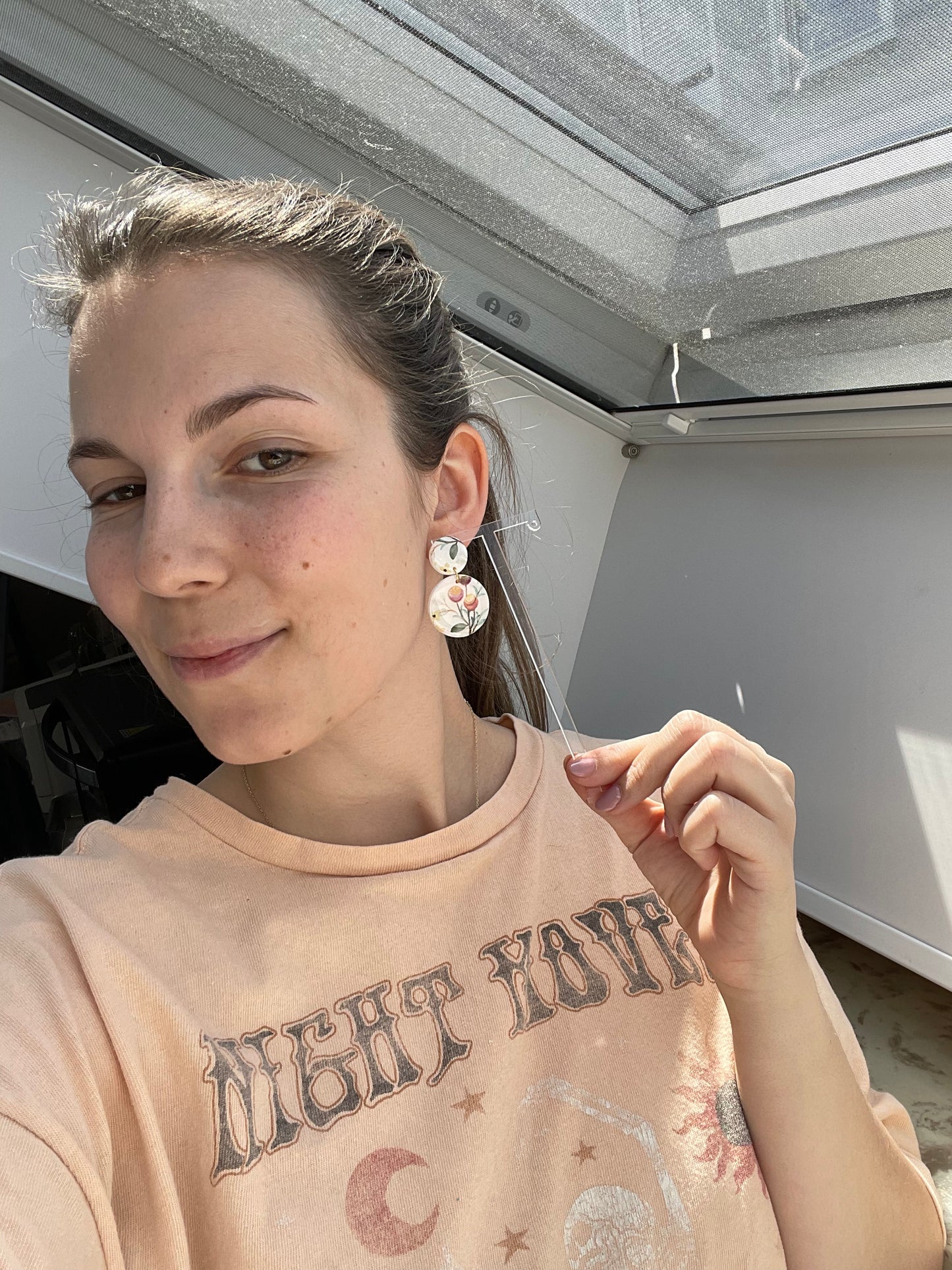 Polymerclay Earrings | Warm Flower Print