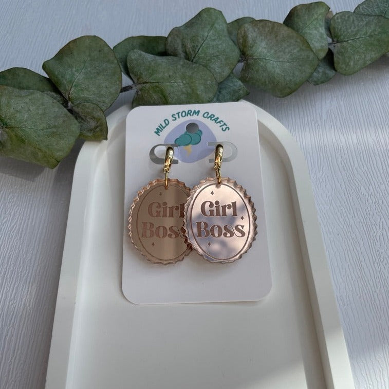 Acrylic Earrings | Girl Boss