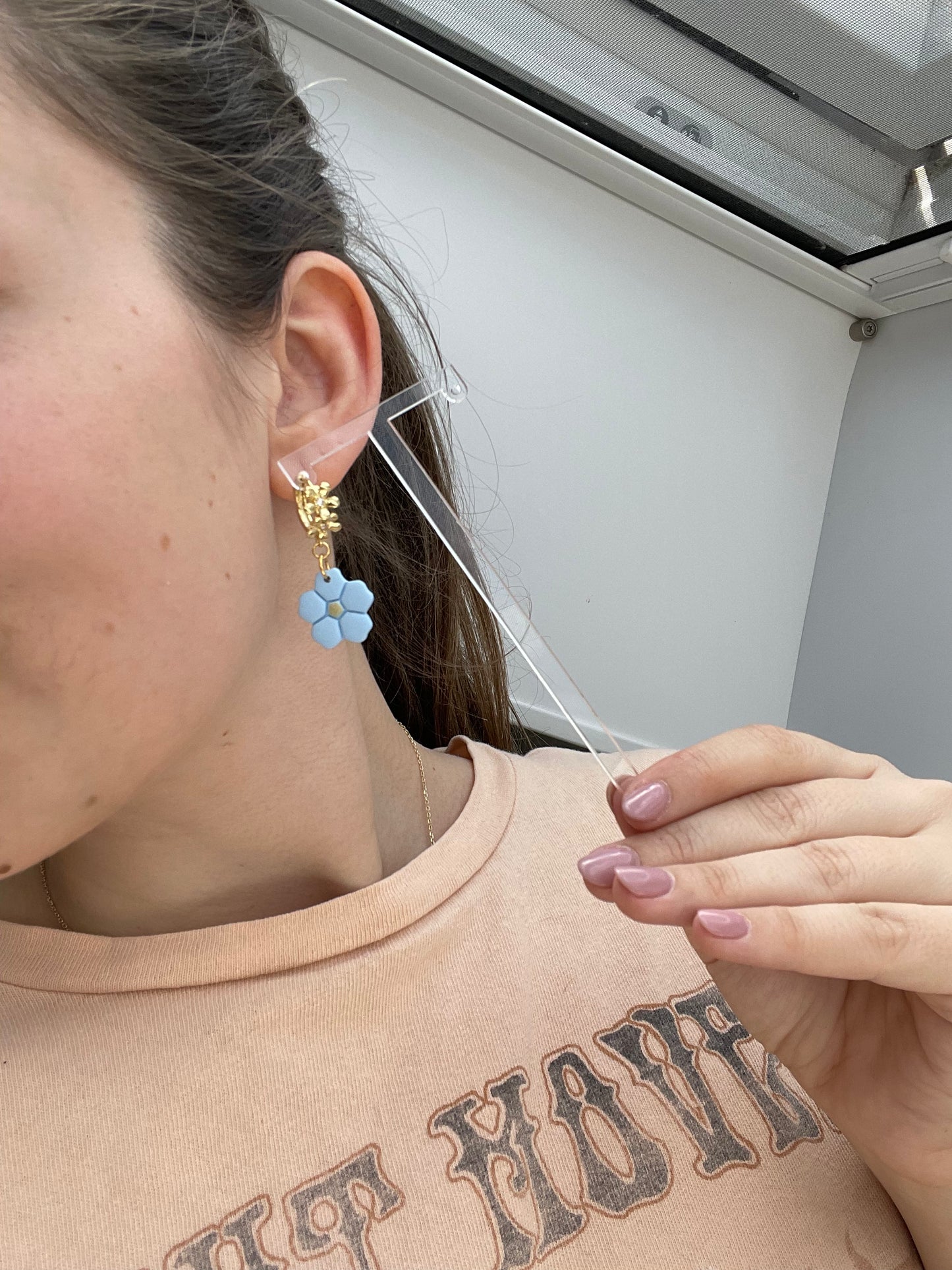 Polymerclay Earrings | Blue small flowers