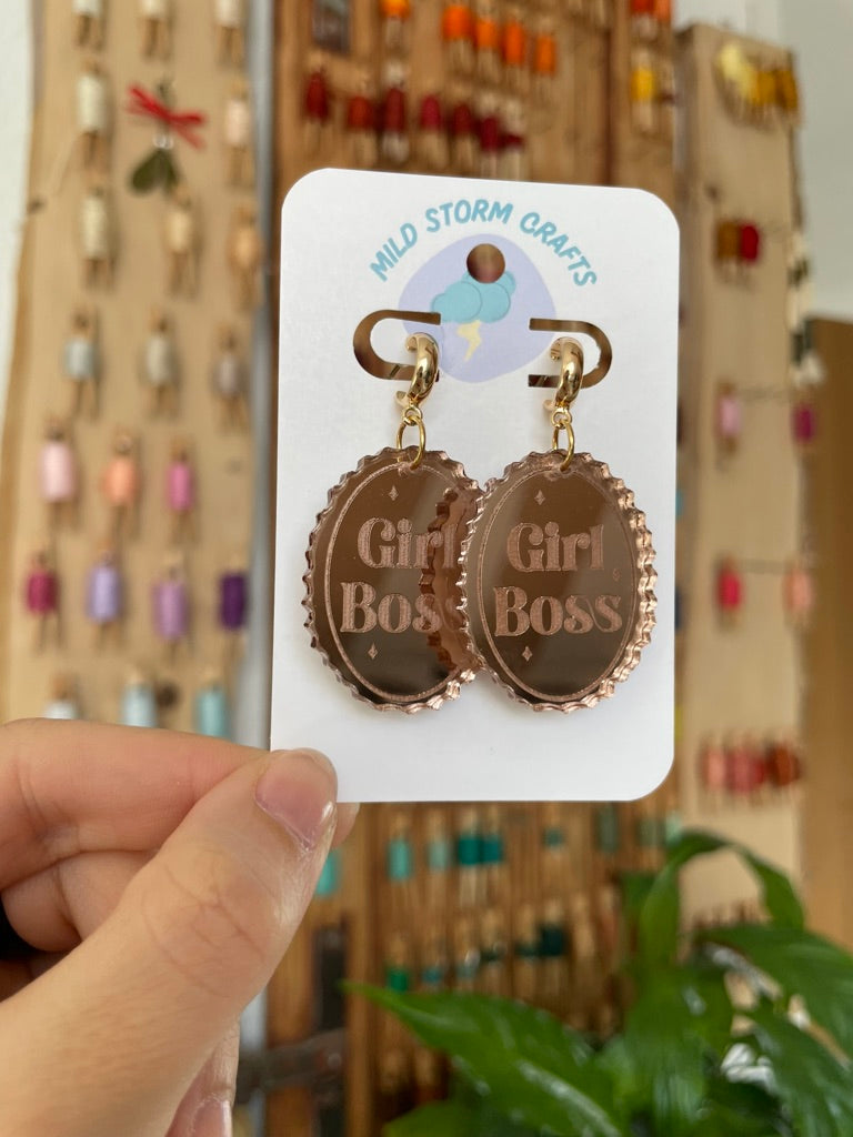 Acrylic Earrings | Girl Boss