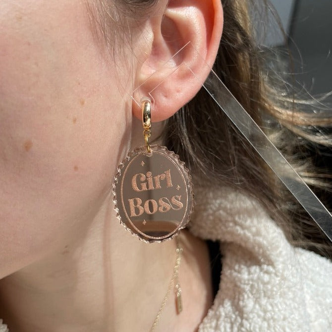 Acrylic Earrings | Girl Boss