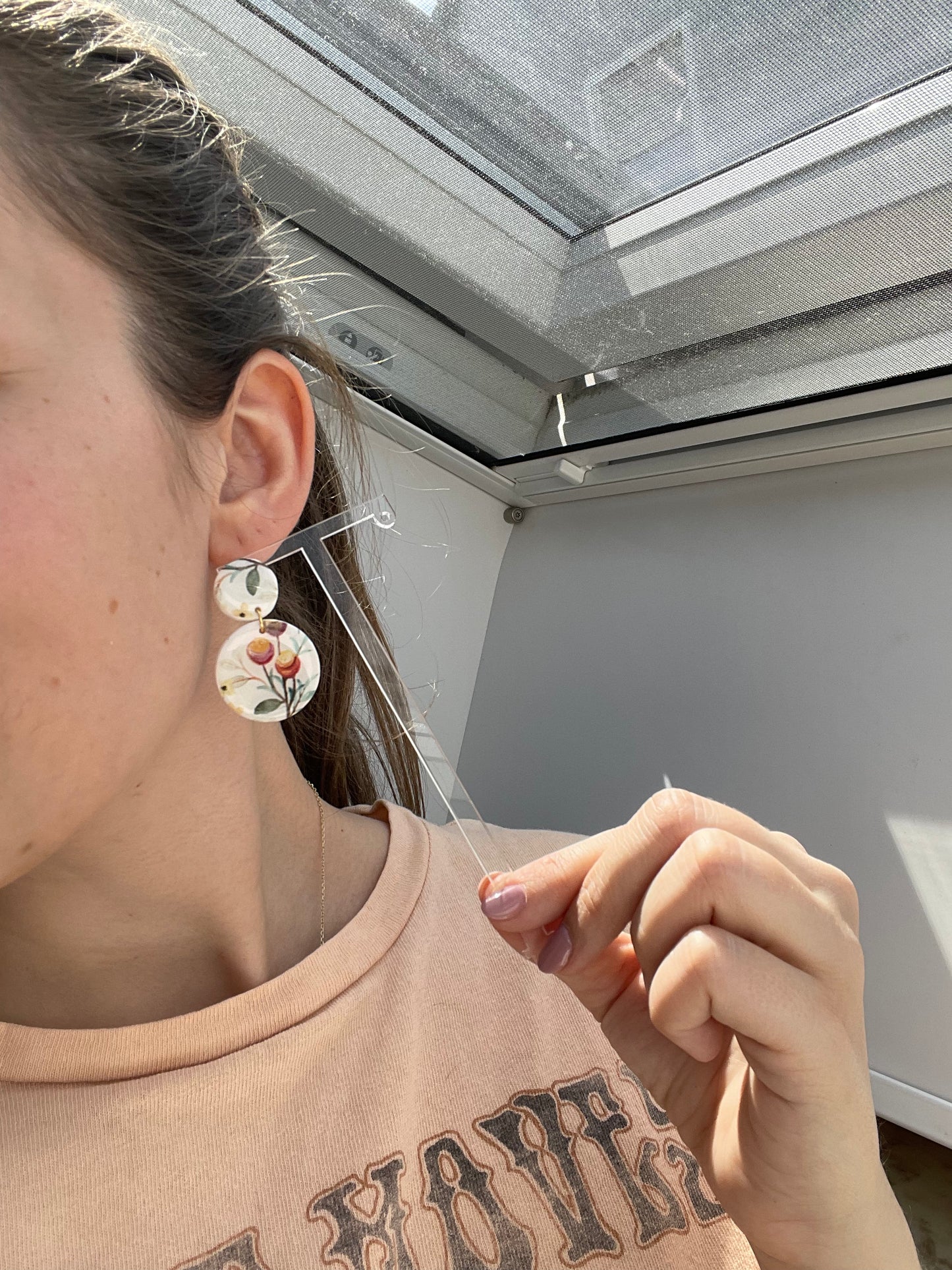 Polymerclay Earrings | Warm Flower Print