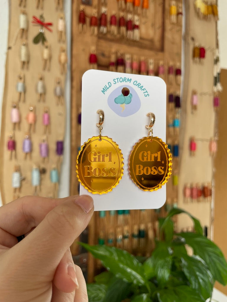 Acrylic Earrings | Girl Boss