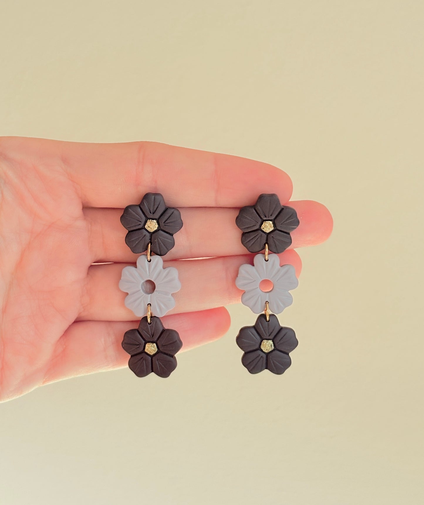 Polymer clay earrings | Autumn flower dangle earrings