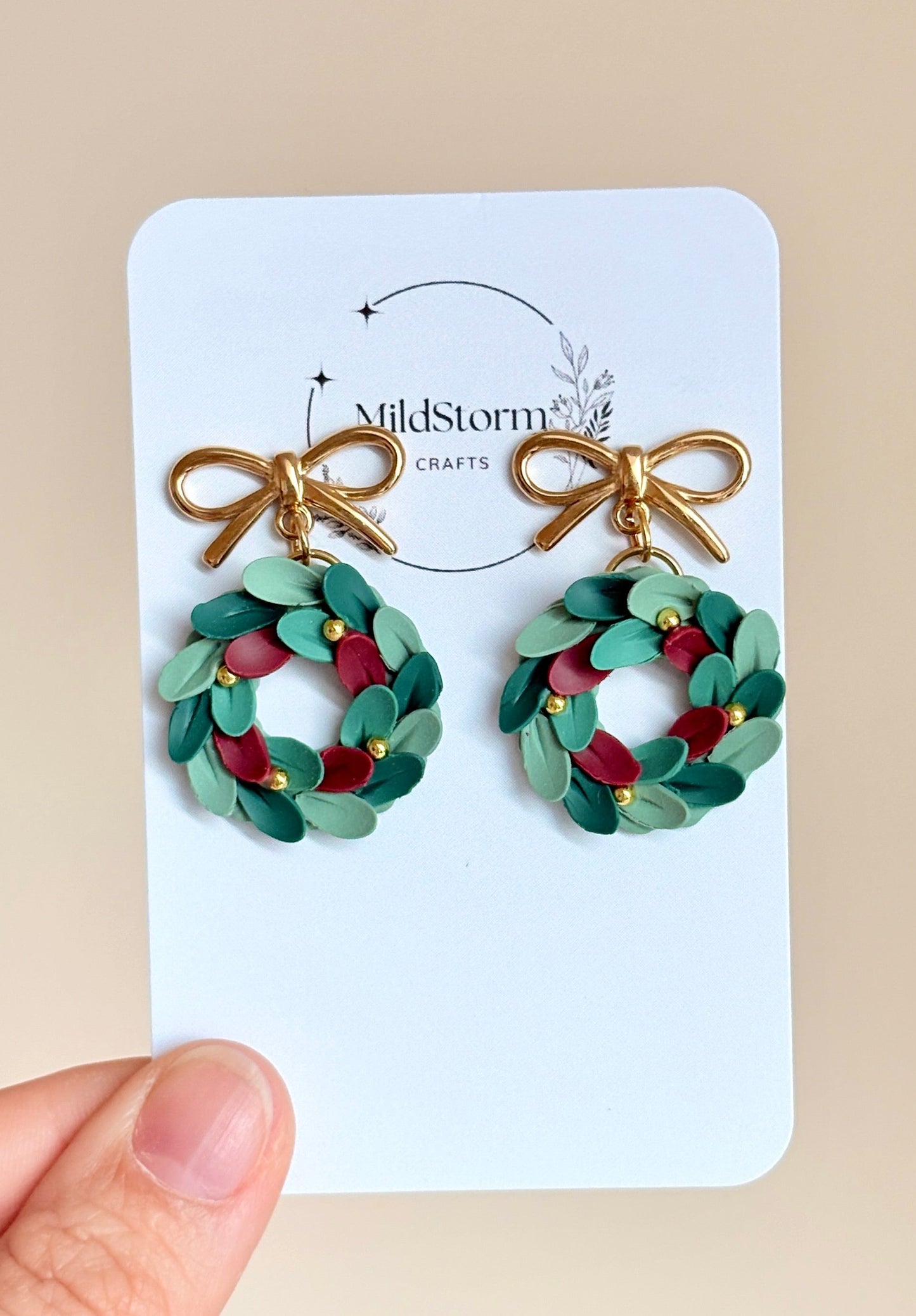 Polymer clay earrings | Christmas wreaths