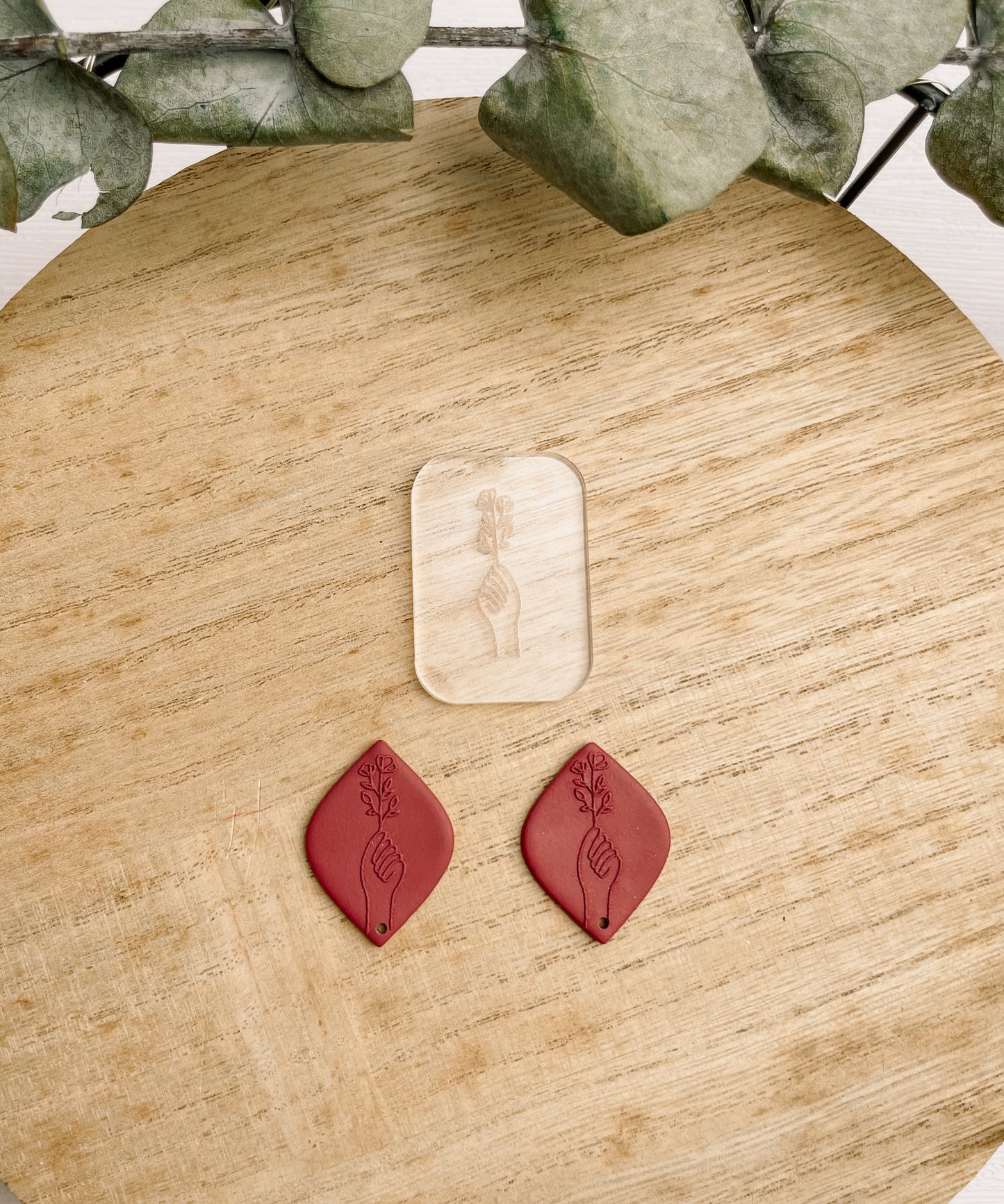 Acrylic embossing stamp | Hand with Flower
