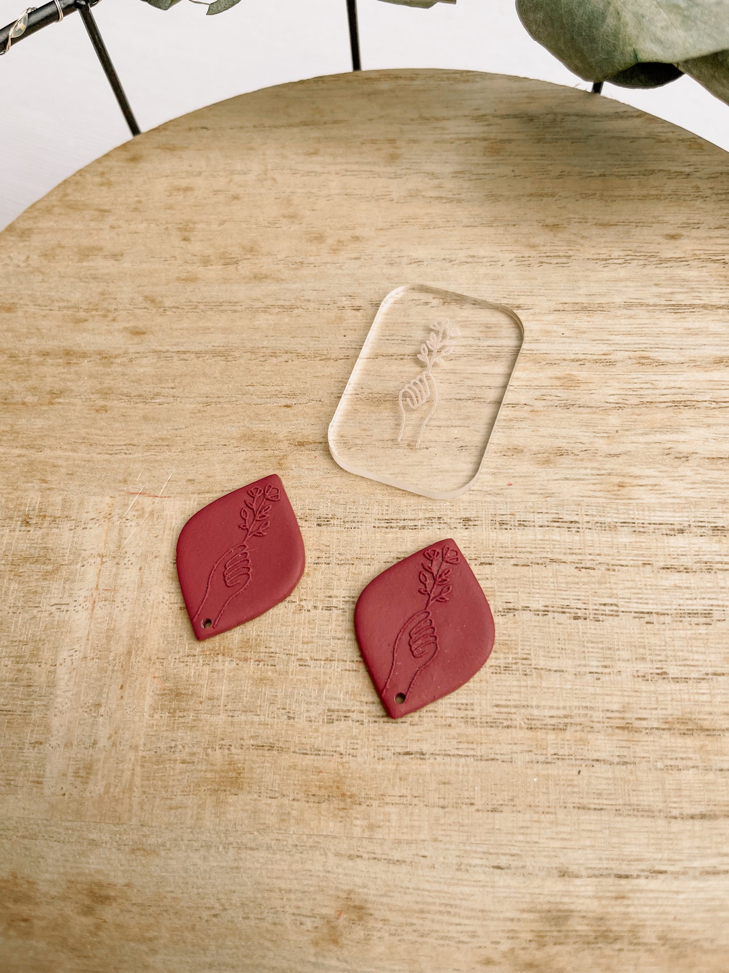 Acrylic embossing stamp | Hand with Flower
