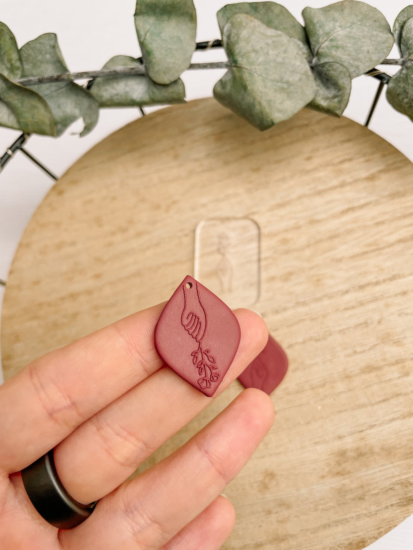 Acrylic embossing stamp | Hand with Flower