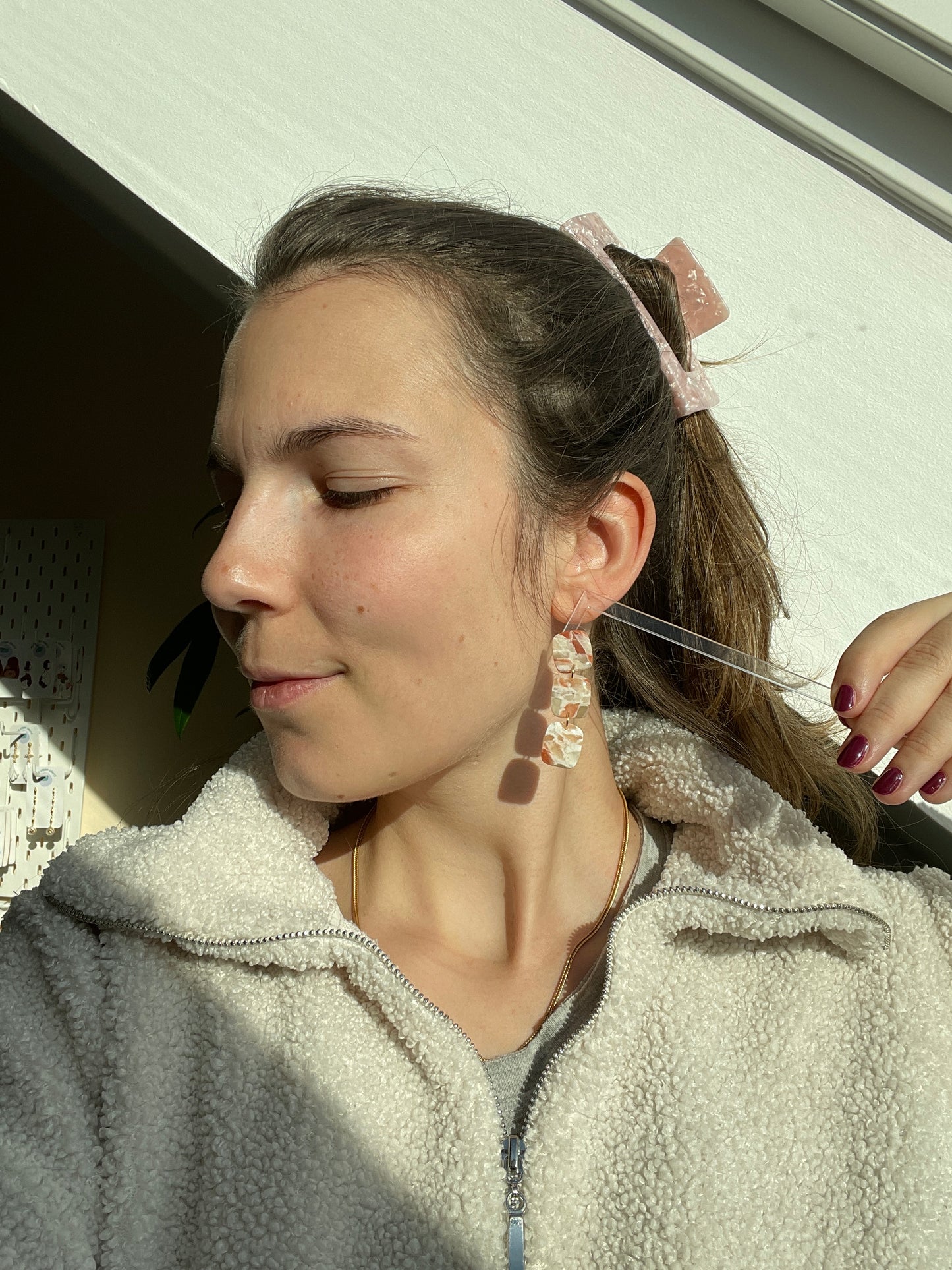 Polymerclay Earrings | Lightweight Earrings | Gemstone