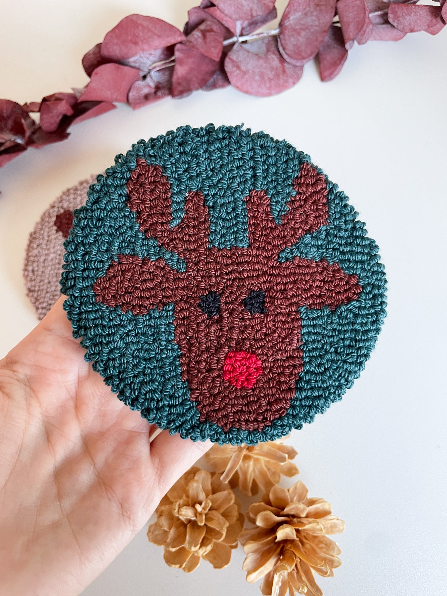 Mug Rug | Tassenteppich Lebkuchenmann & Rentier