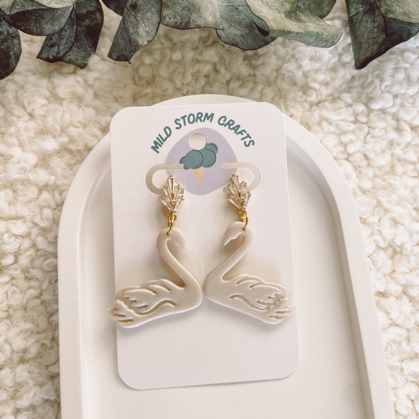 Polymerclay Earrings | Leichte Ohrringe | Schwäne