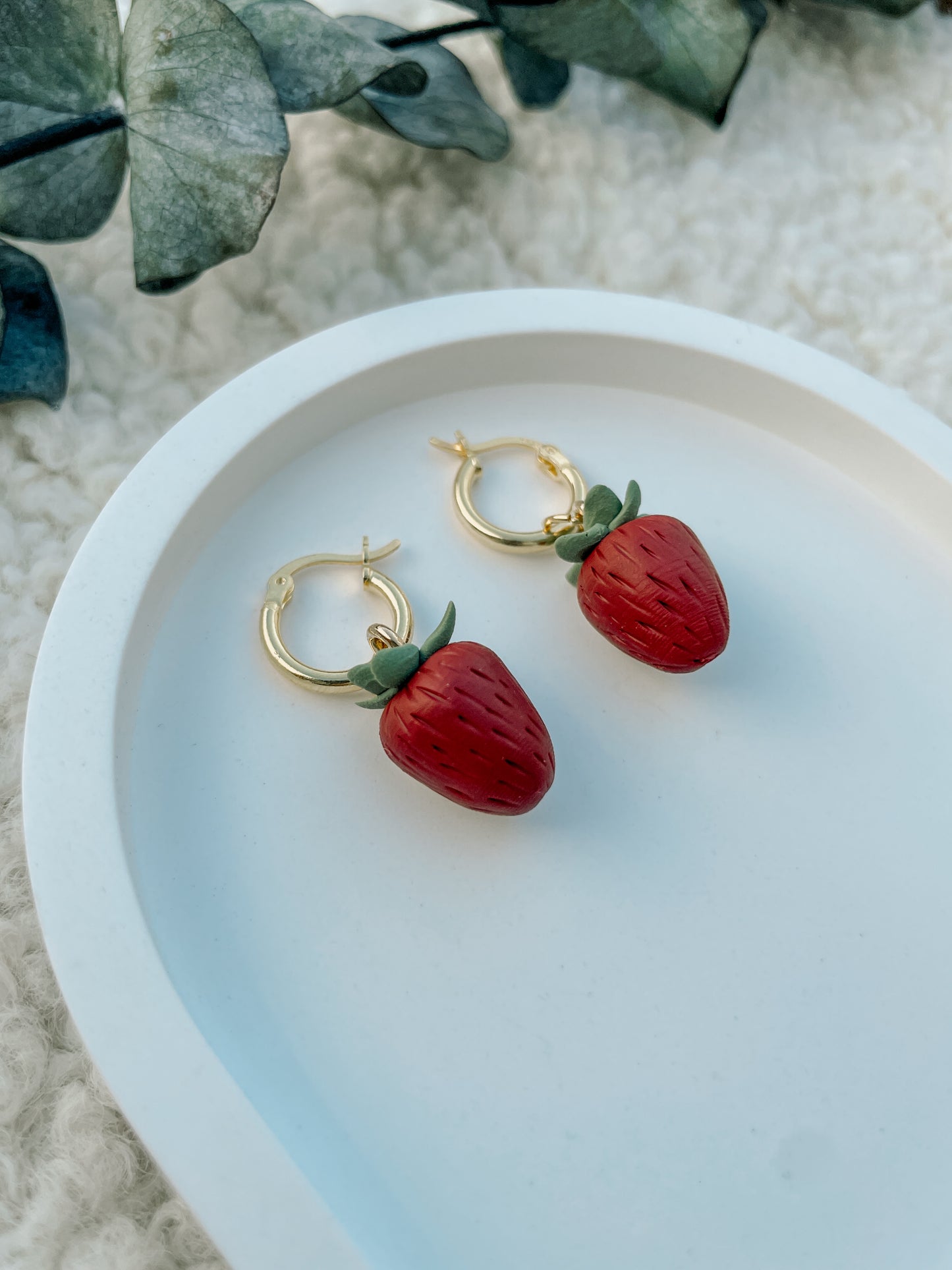 Polymer clay earrings | Strawberry Sterling Silver