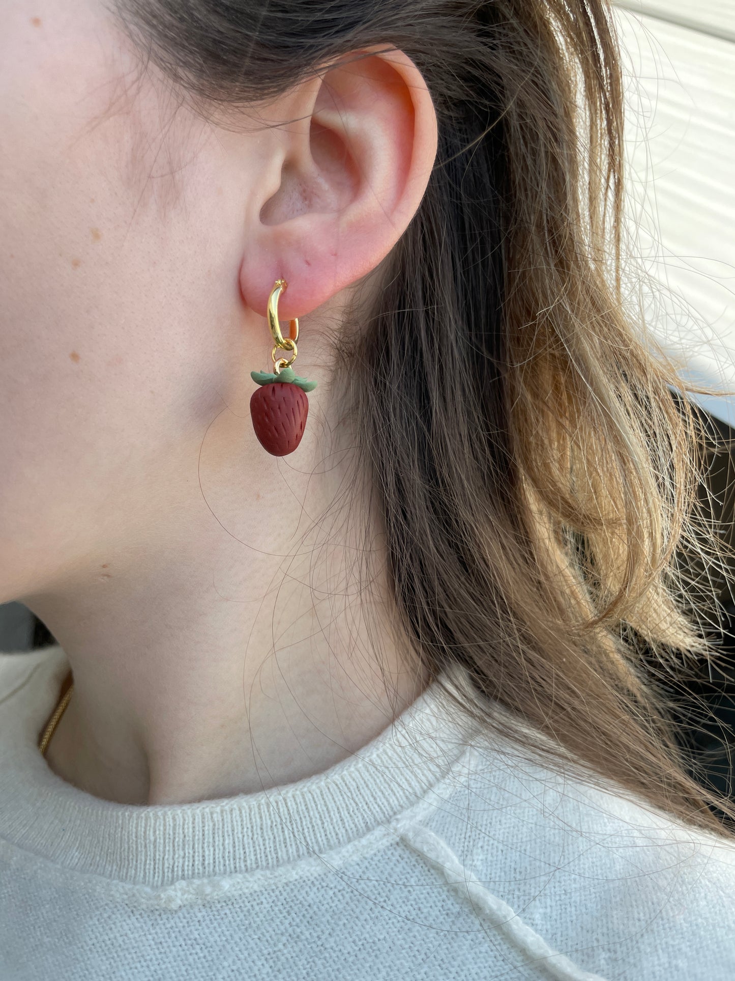 Polymer clay earrings | Strawberry Sterling Silver