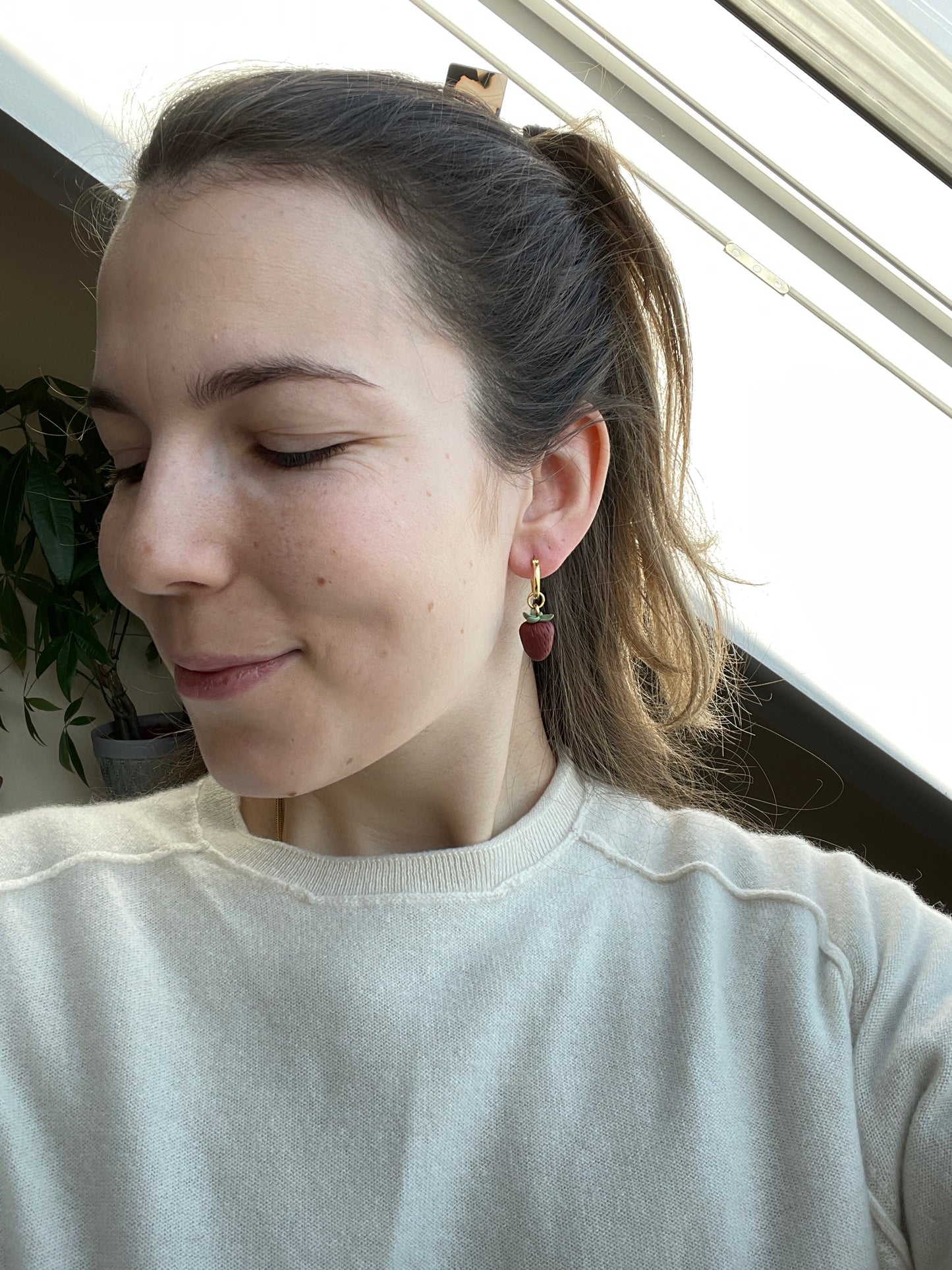Polymer clay earrings | Strawberry Sterling Silver