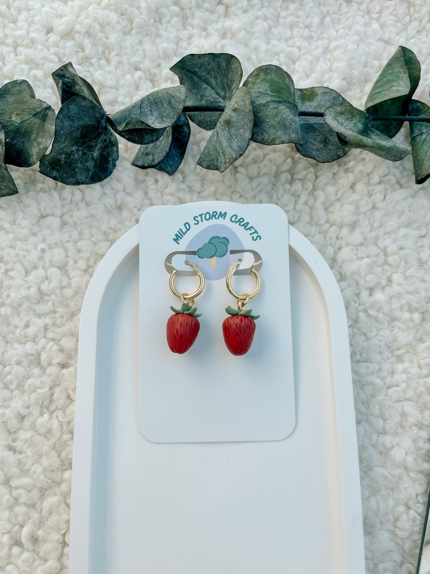 Polymer clay earrings | Strawberry Sterling Silver