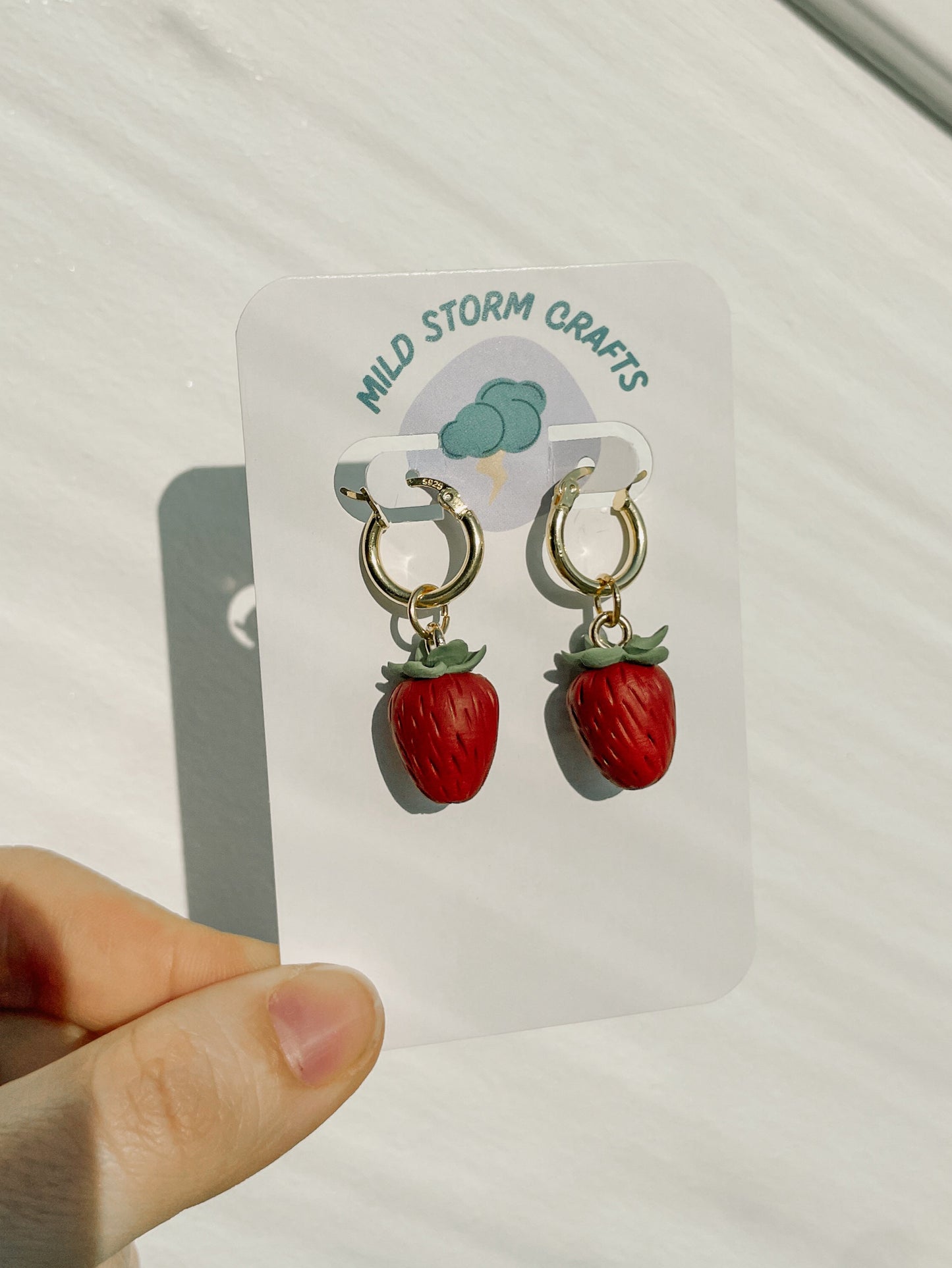 Polymer clay earrings | Strawberry Sterling Silver