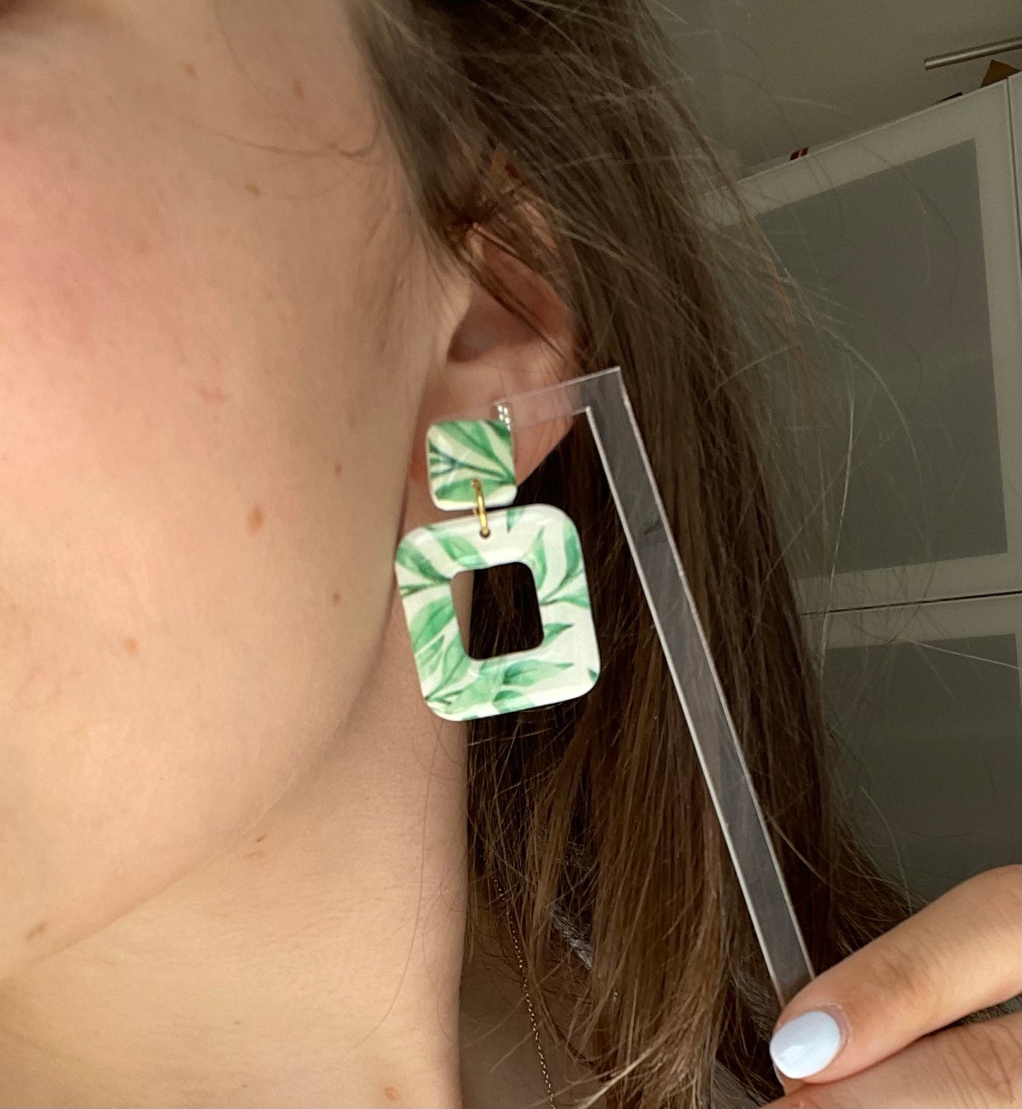 Polymerclay Earrings | Leaves Print