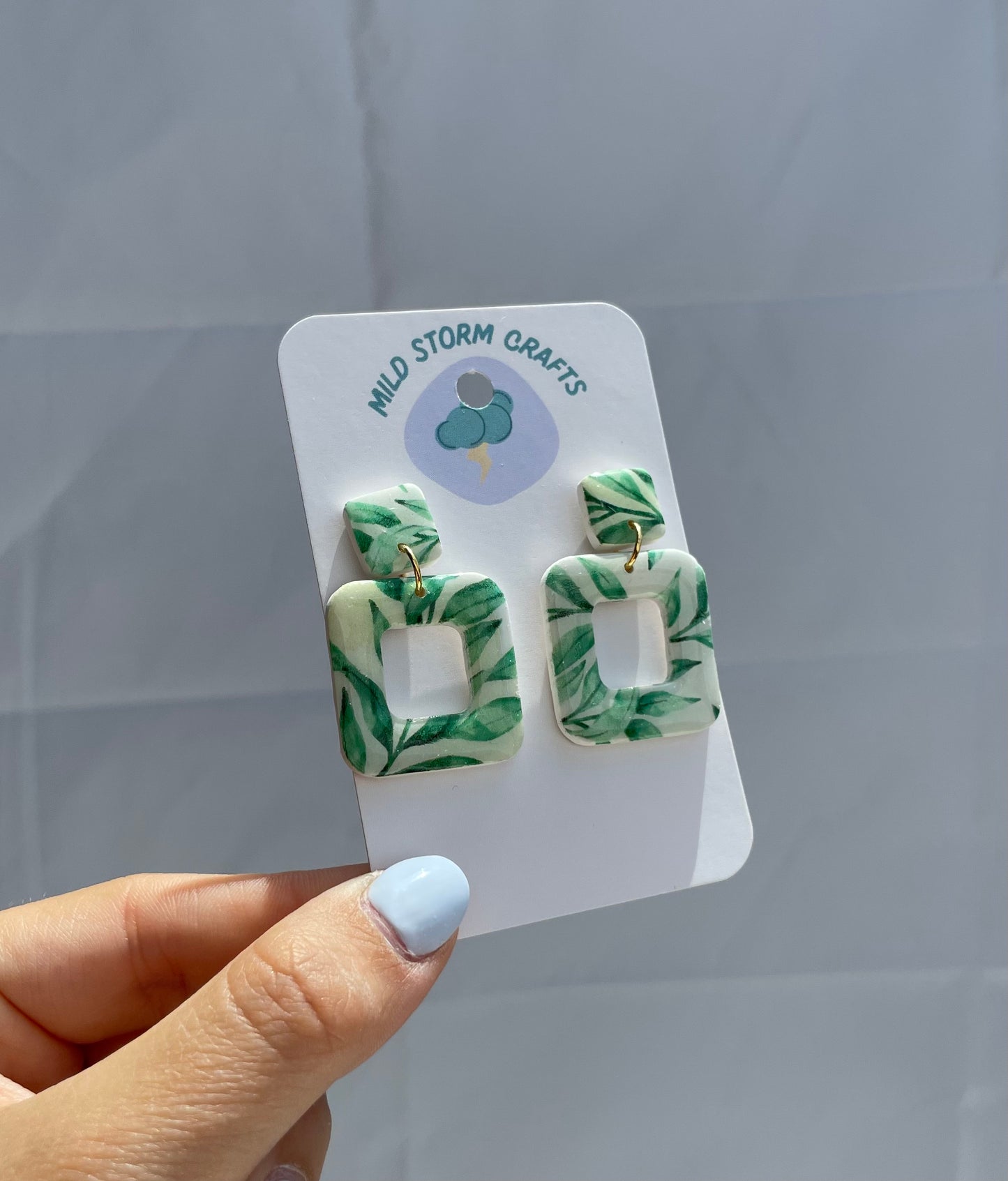 Polymerclay Earrings | Leaves Print
