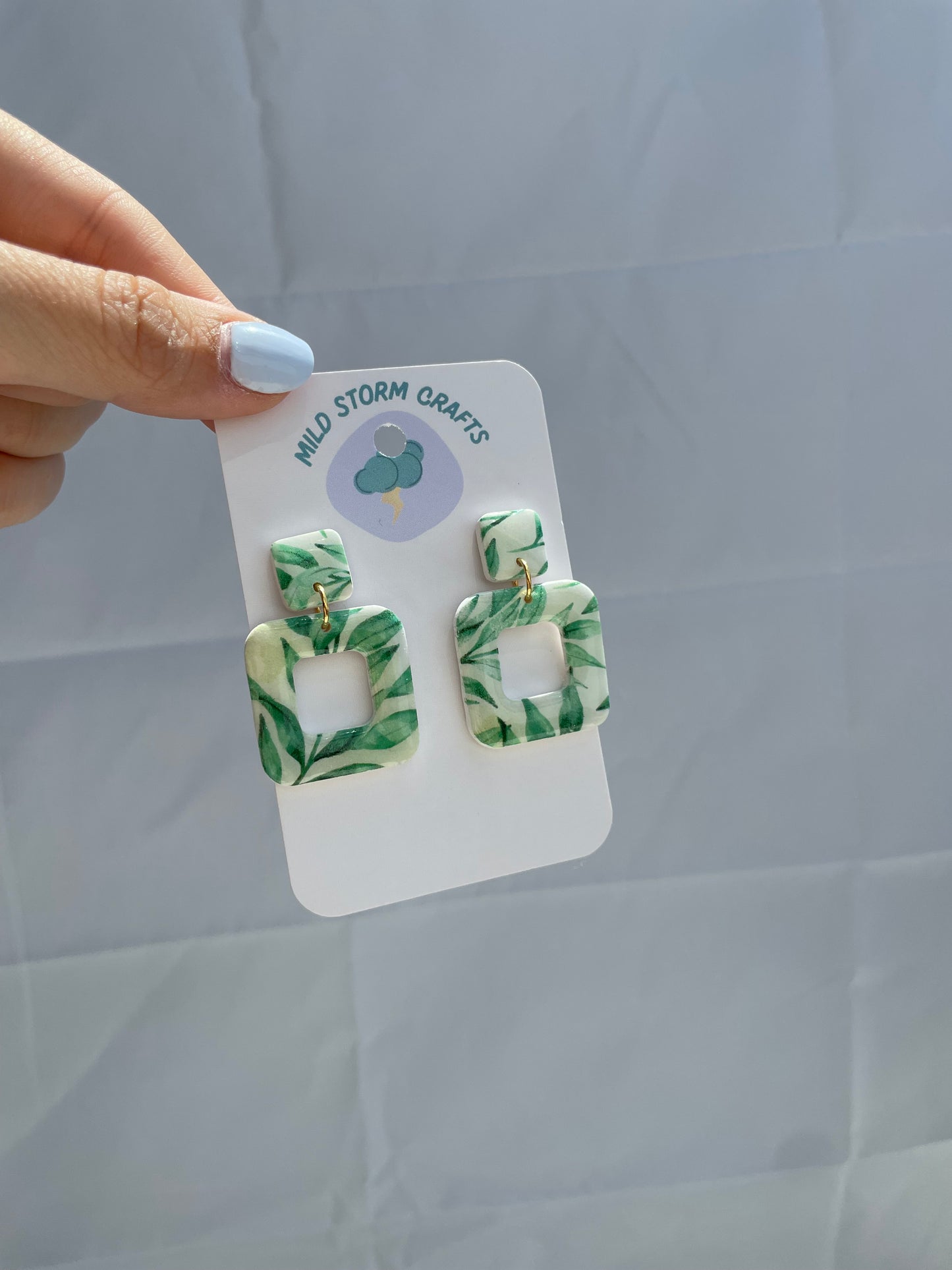 Polymerclay Earrings | Leaves Print