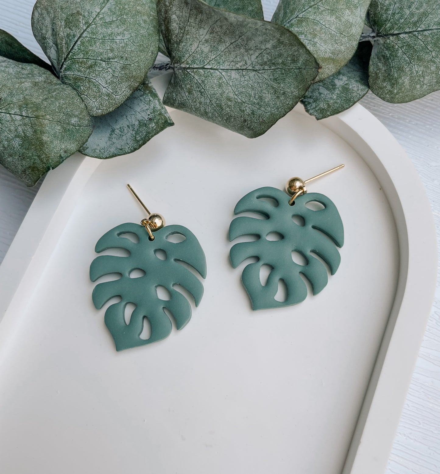 Polymerclay Earrrings | Monstera