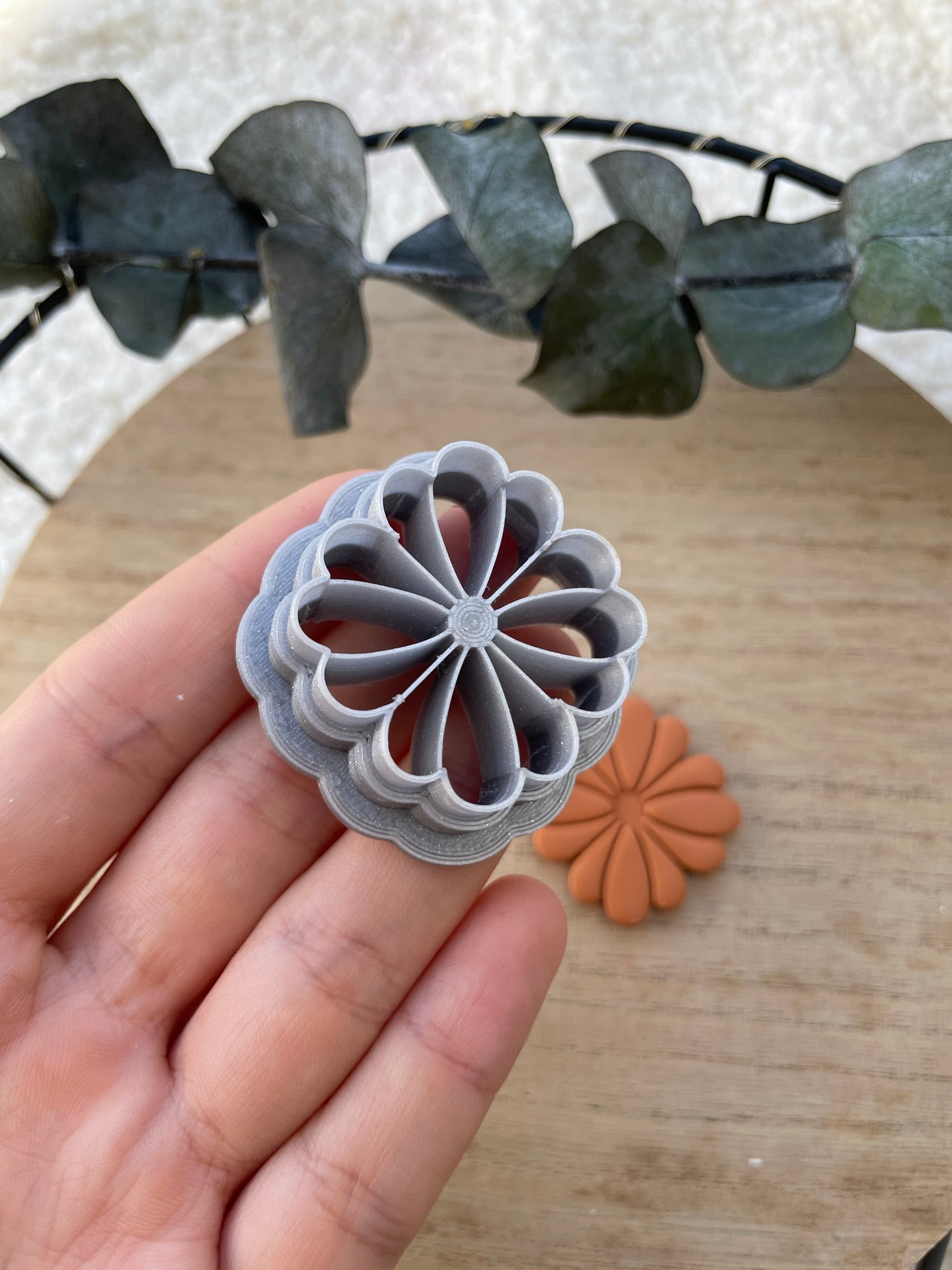 Polymerclay Cutter Imprinted Floral Design