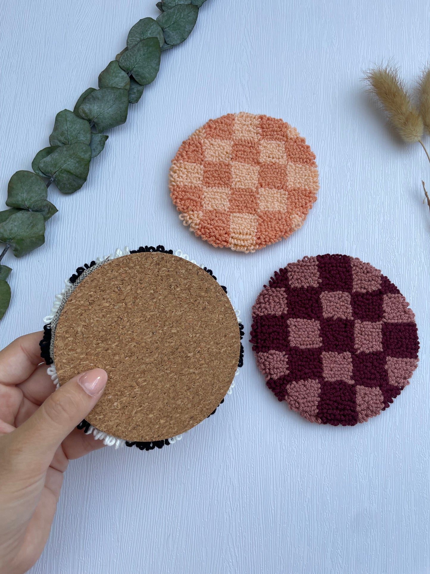 Mug Rug | Tassenteppich Schachbrettmuster
