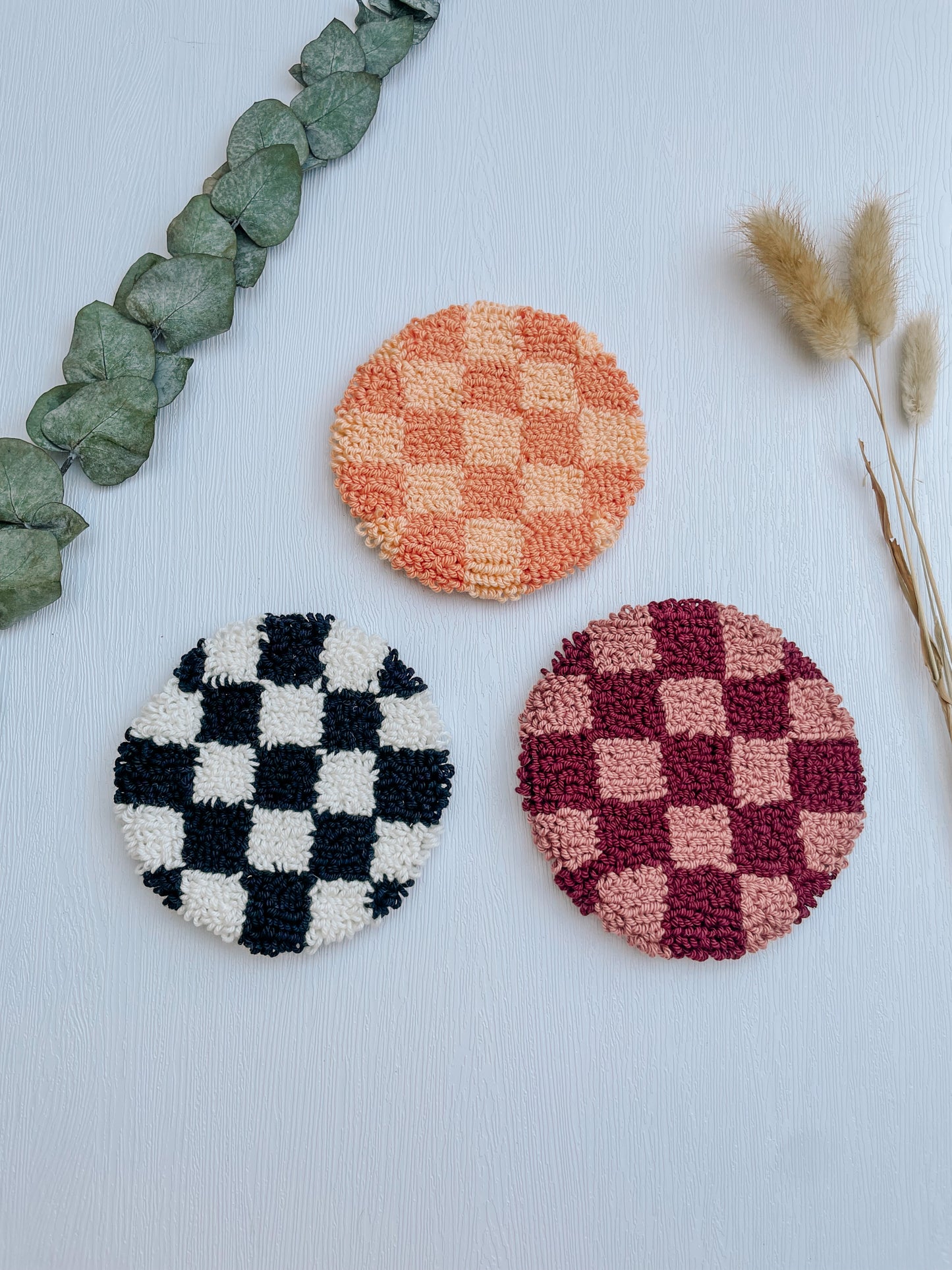 Mug Rug | Tassenteppich Schachbrettmuster