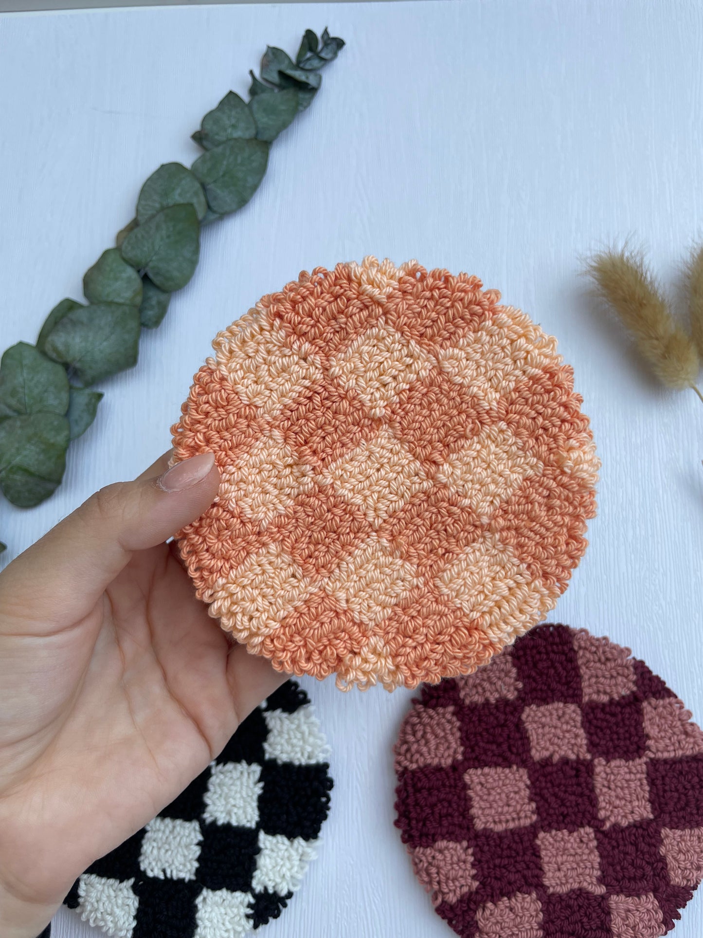 Mug Rug | Tassenteppich Schachbrettmuster