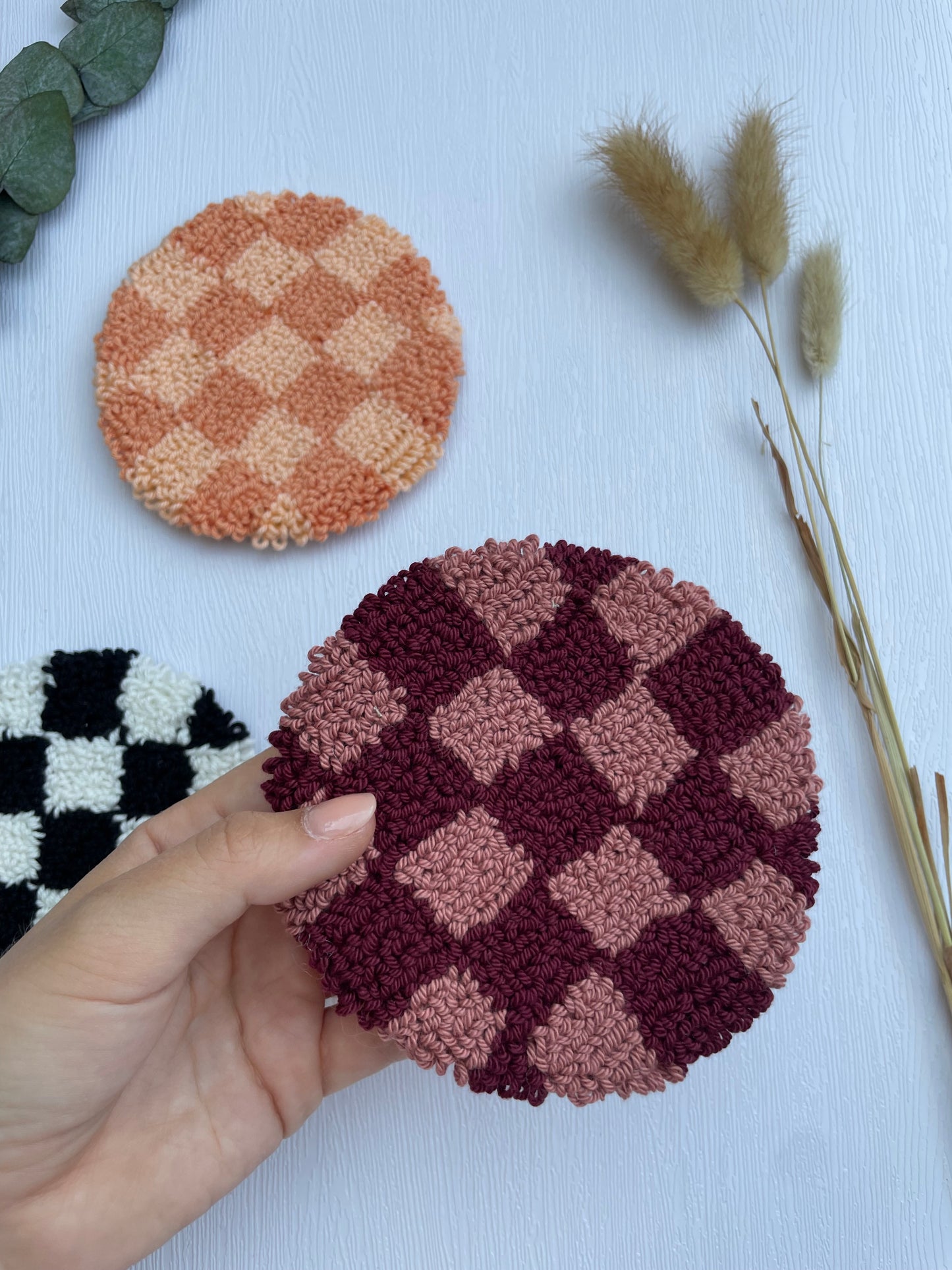 Mug Rug | Tassenteppich Schachbrettmuster