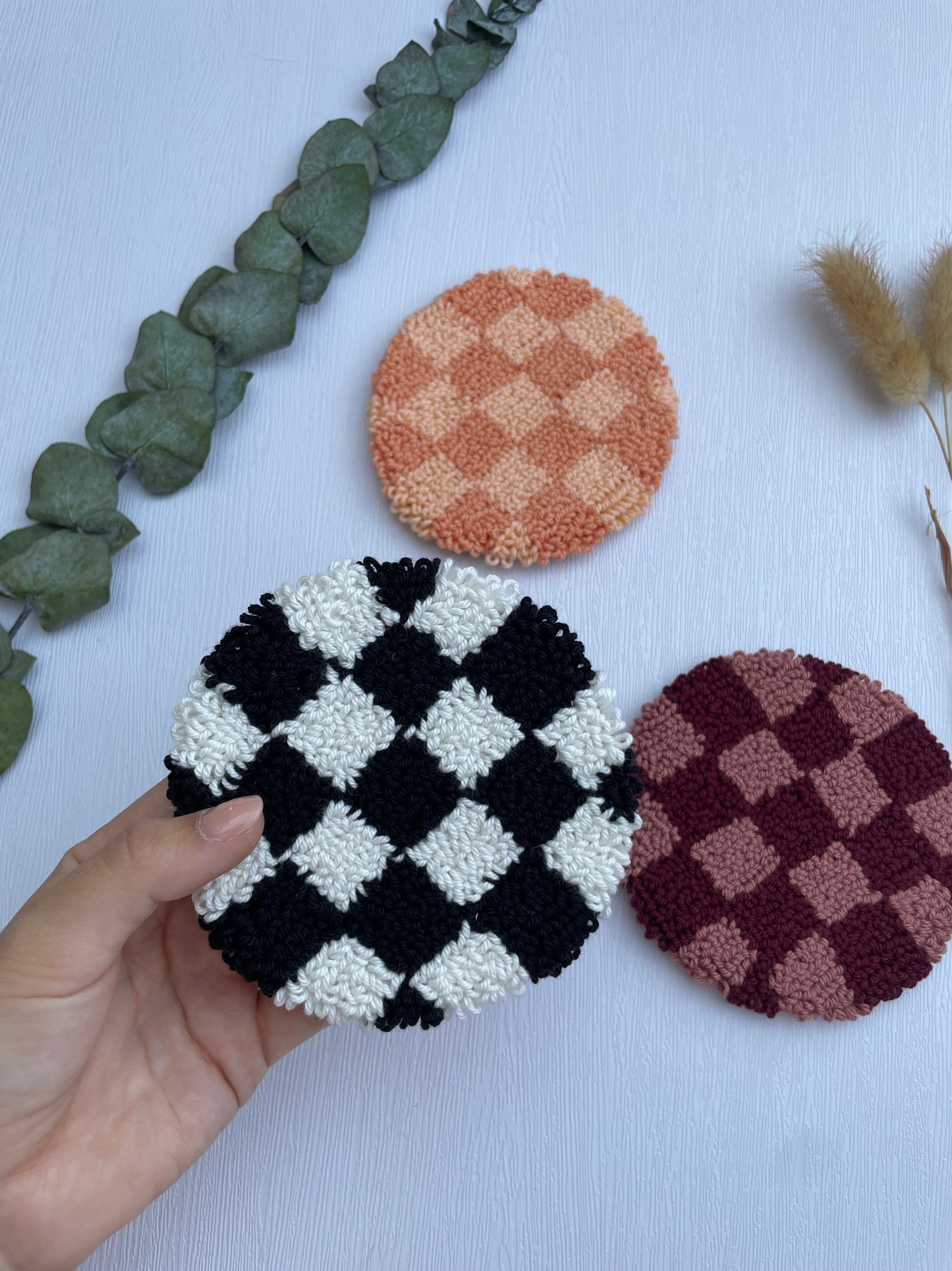 Mug Rug | Tassenteppich Schachbrettmuster