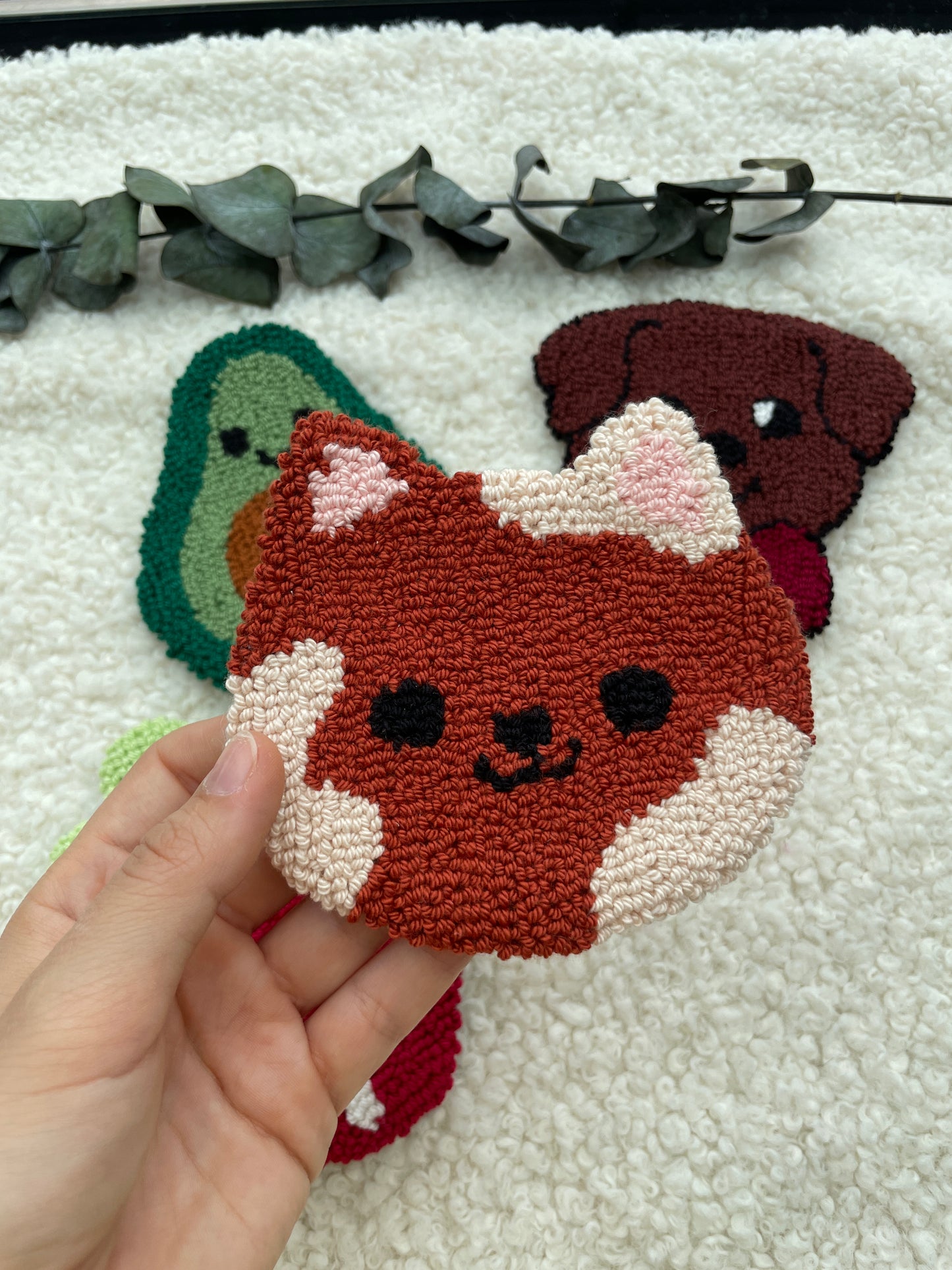 Mug Rug | Tassenteppich Avocado / Erdbeere / Hund / Katze