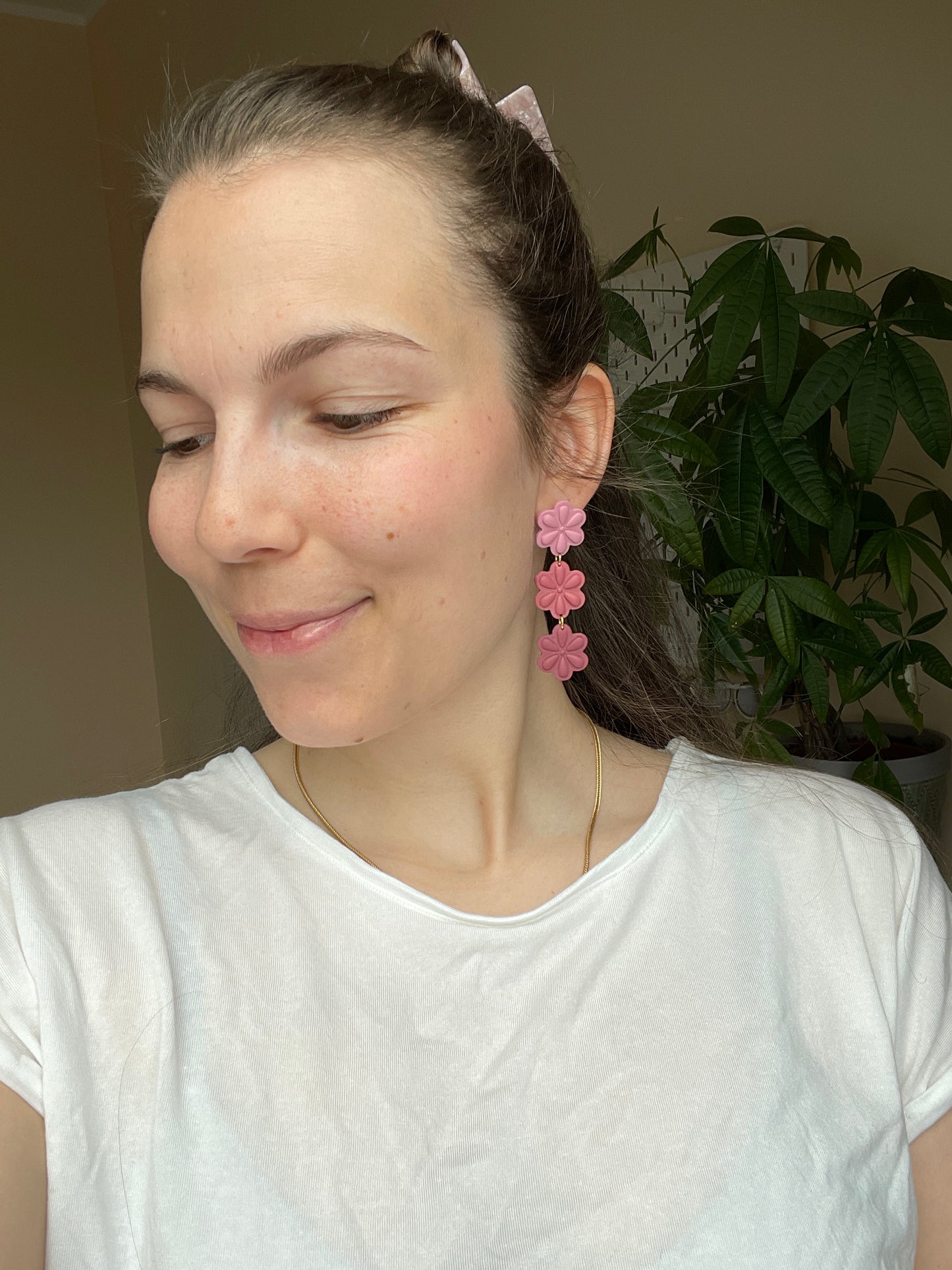 Polymer clay earrings | Lightweight earrings | Flower pendants