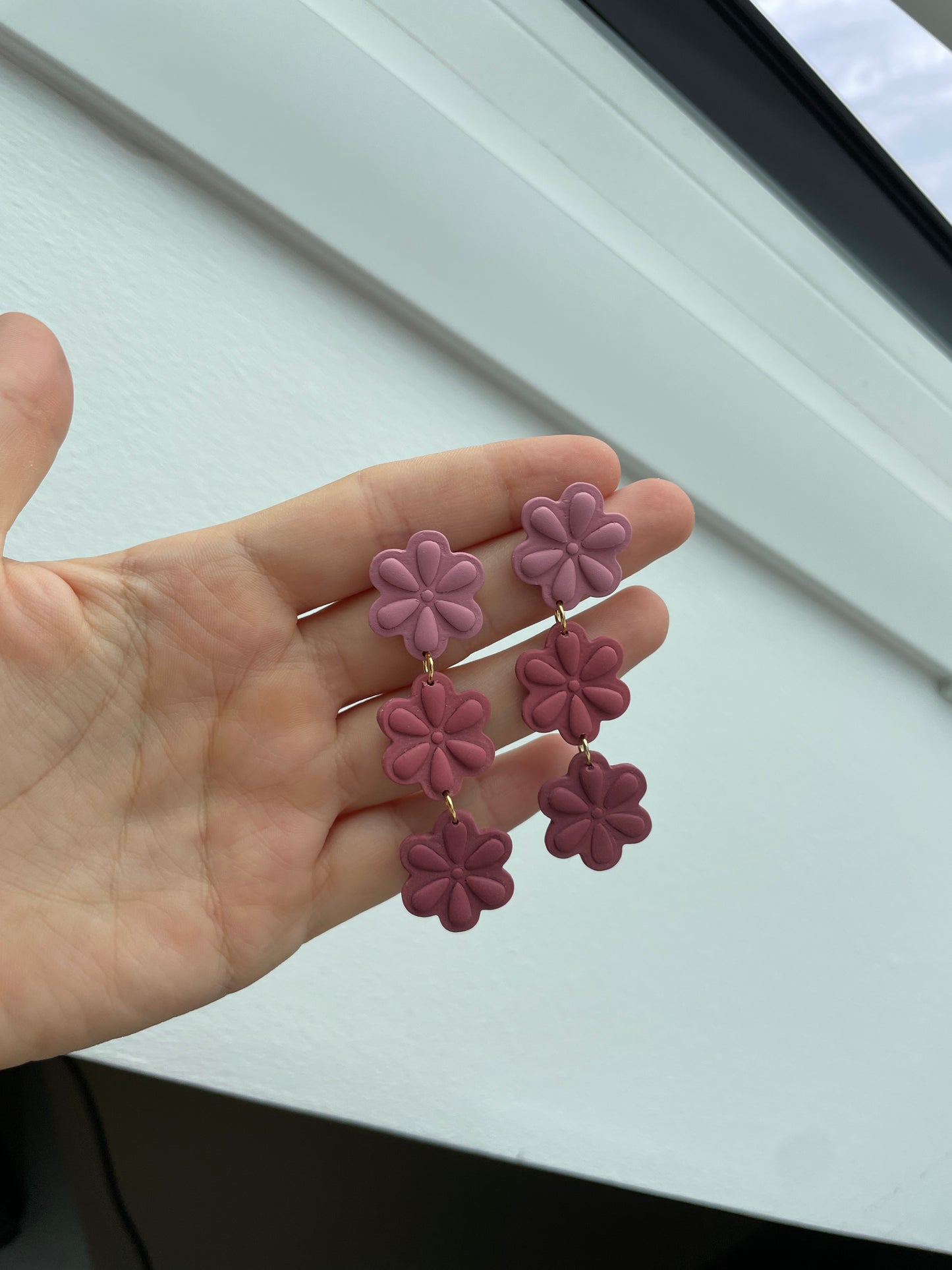 Polymer clay earrings | Lightweight earrings | Flower pendants