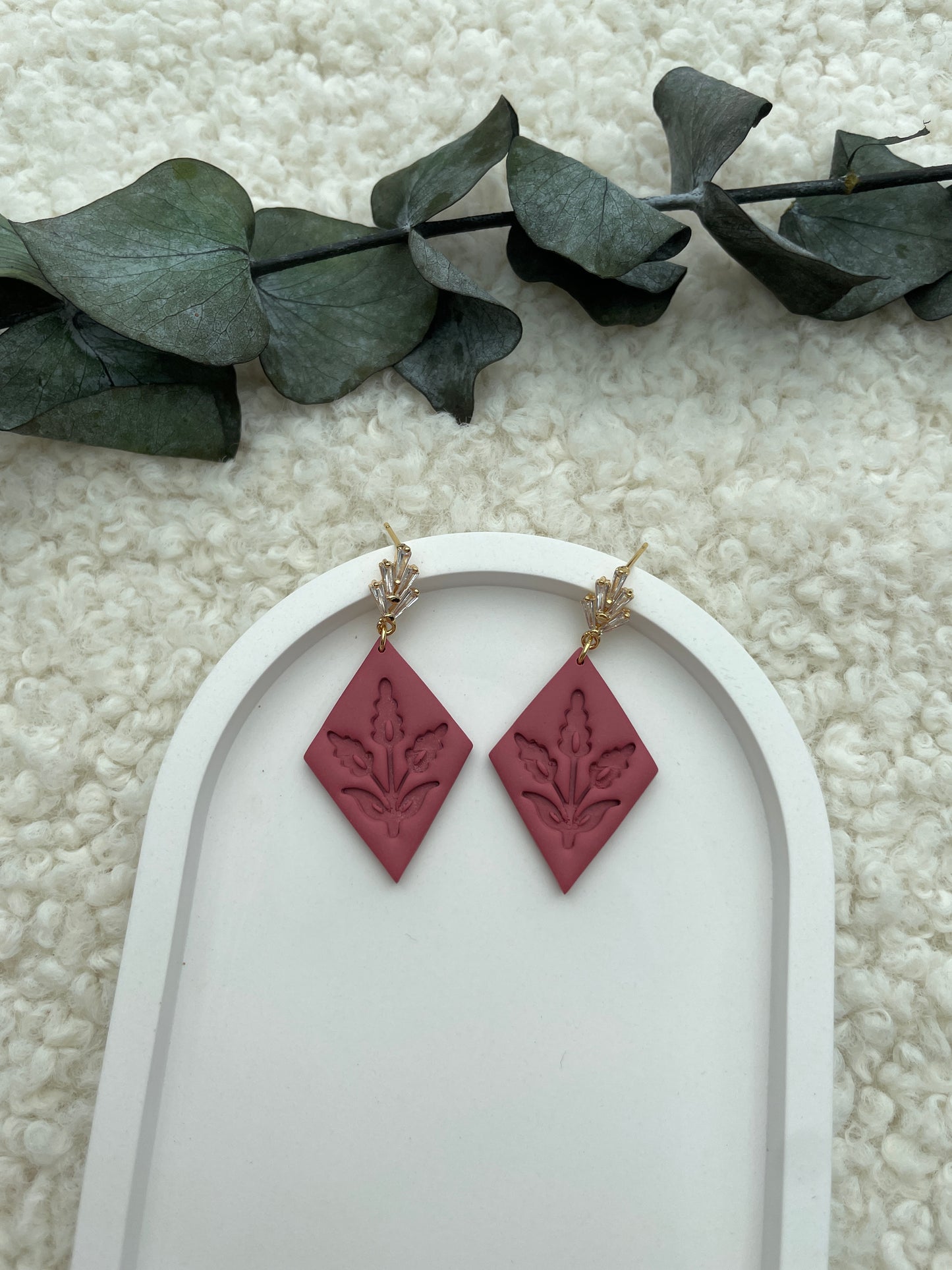 Polymerclay Earrings | Leichte Ohrringe | Fliedermuster