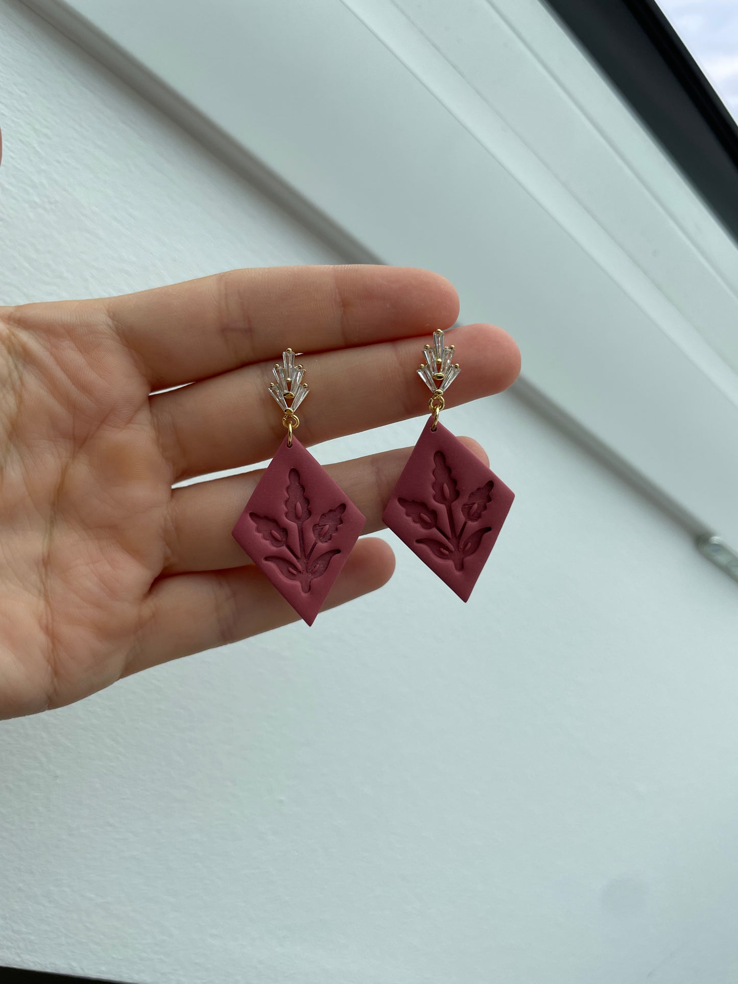 Polymerclay Earrings | Leichte Ohrringe | Fliedermuster