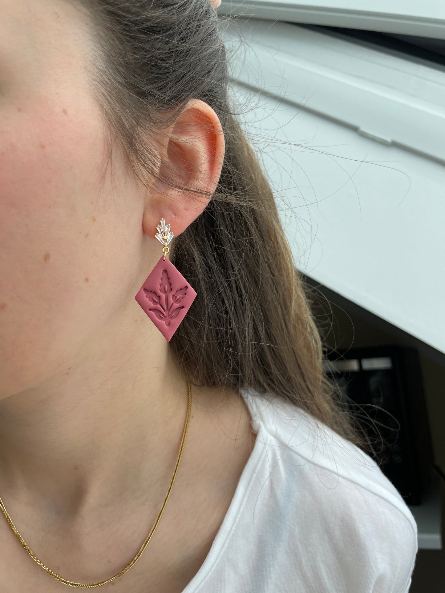Polymerclay Earrings | Leichte Ohrringe | Fliedermuster
