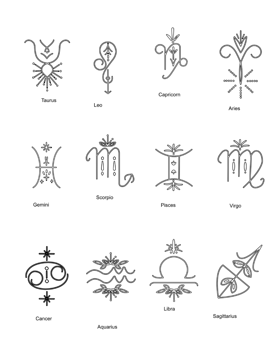 Zodiac embossing stamp set of all