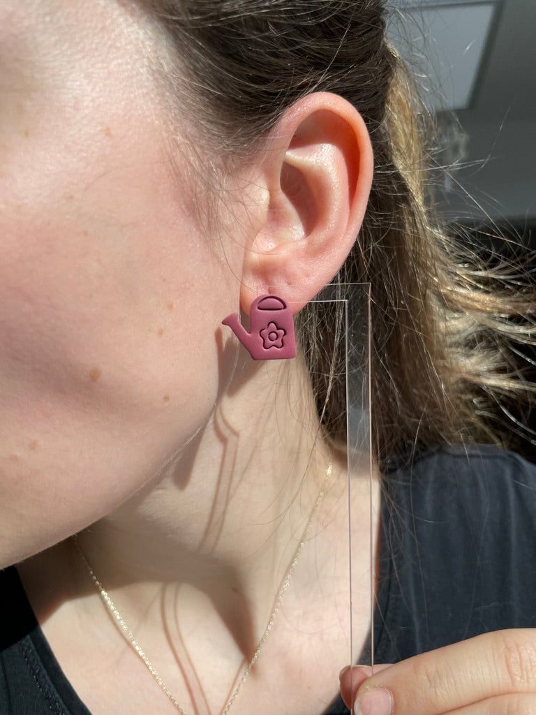 Polymerclay Earrings | Flower watering can