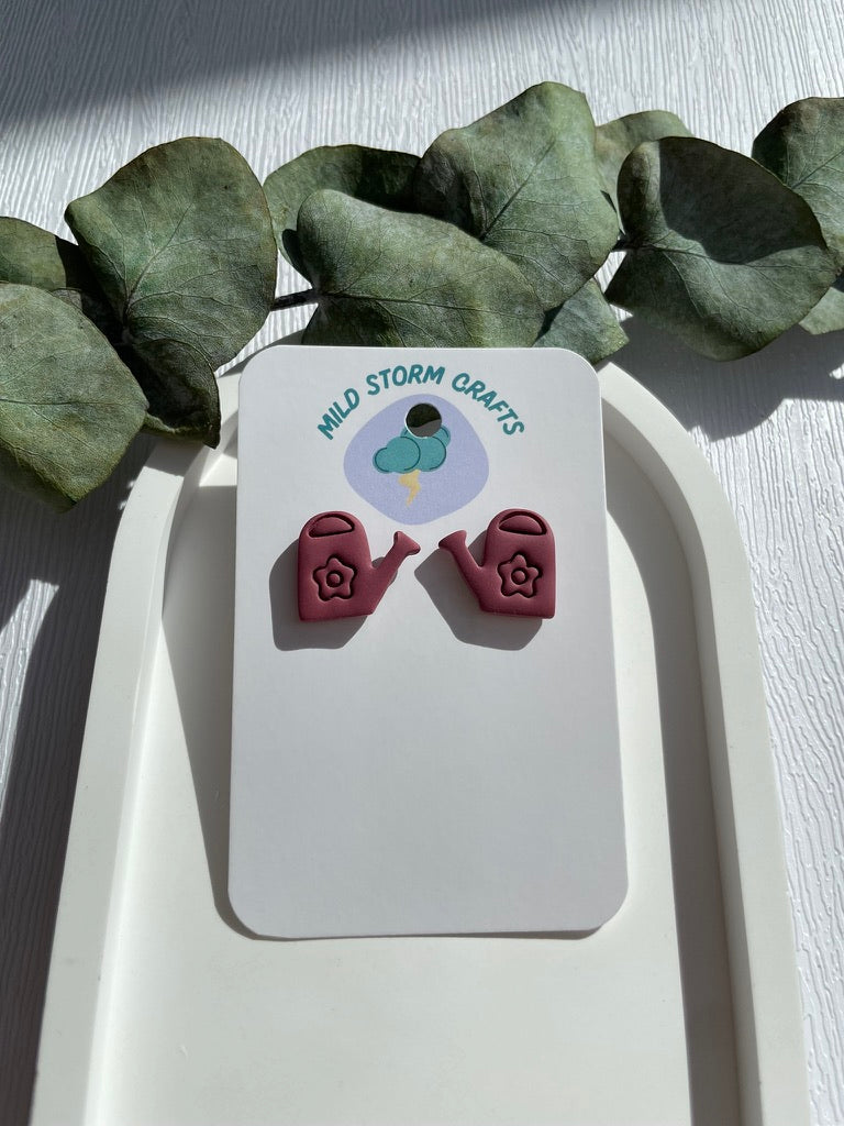 Polymerclay Earrings | Flower watering can