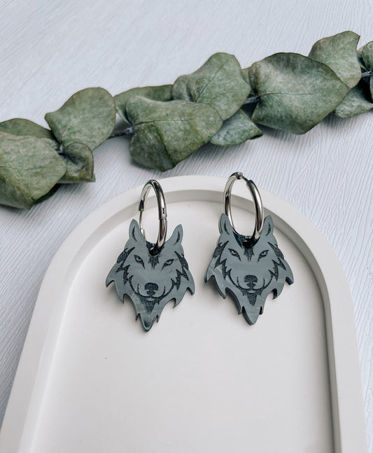 Acrylic Earrings | Wolf