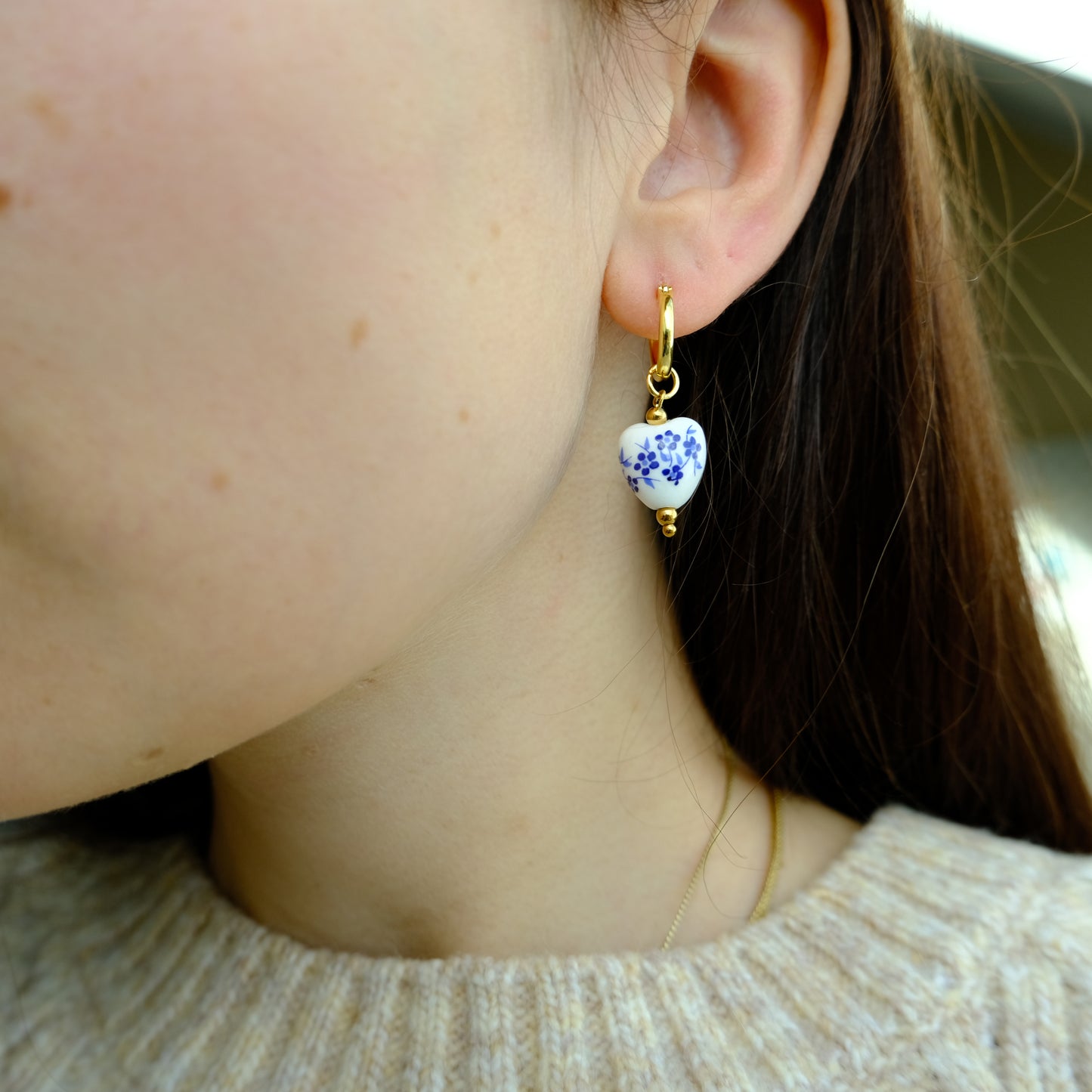 Lightweight Earrings | Blue Floral Pattern