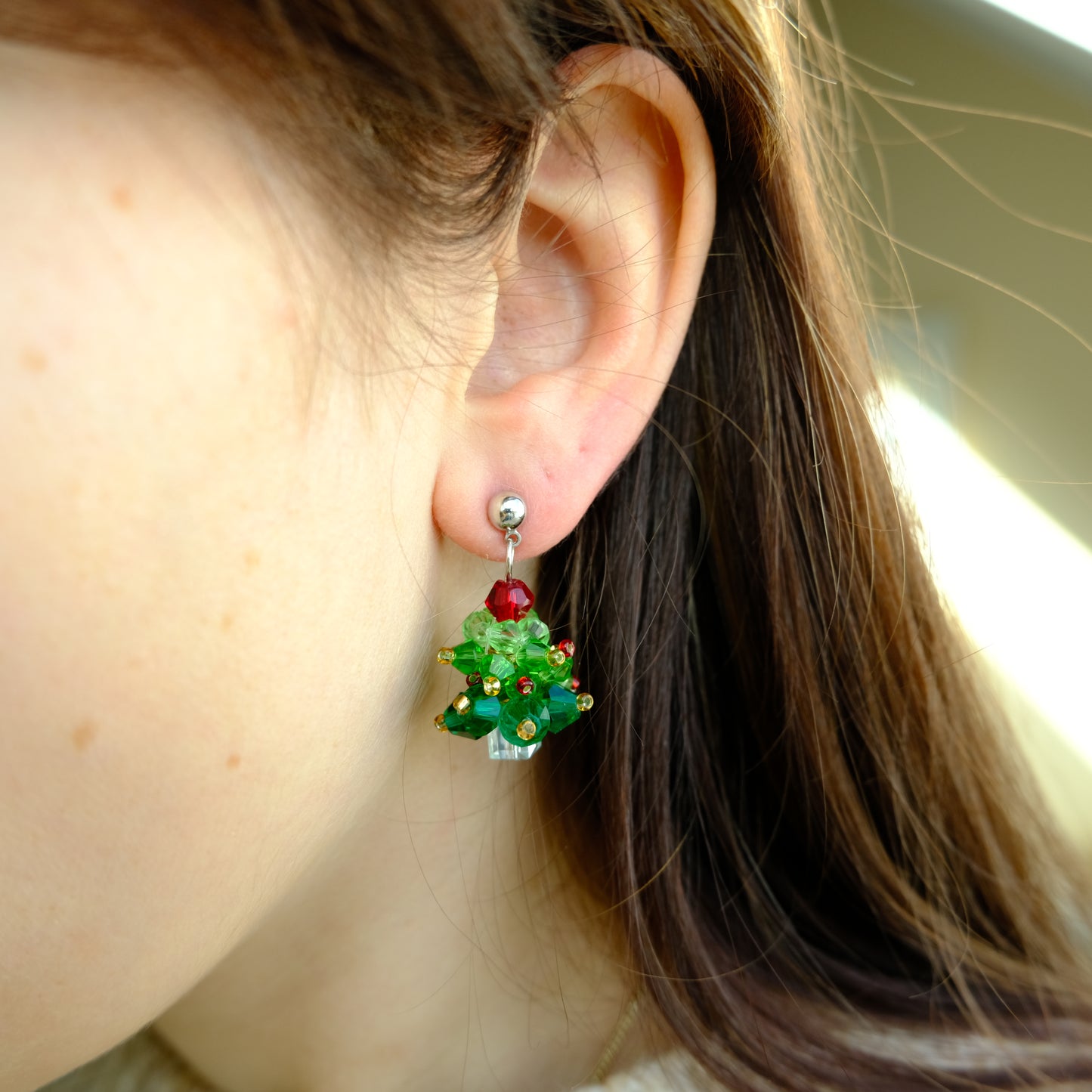 Lightweight Earrings | Beaded Christmas Trees