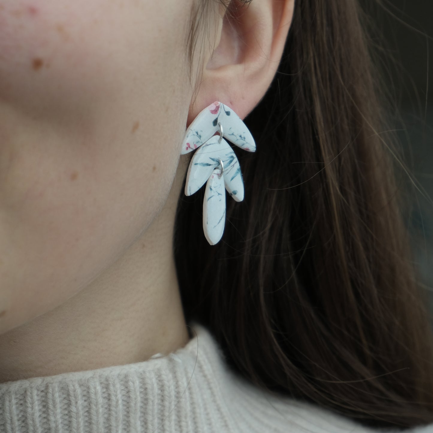 Polymer clay earrings | Winter pattern